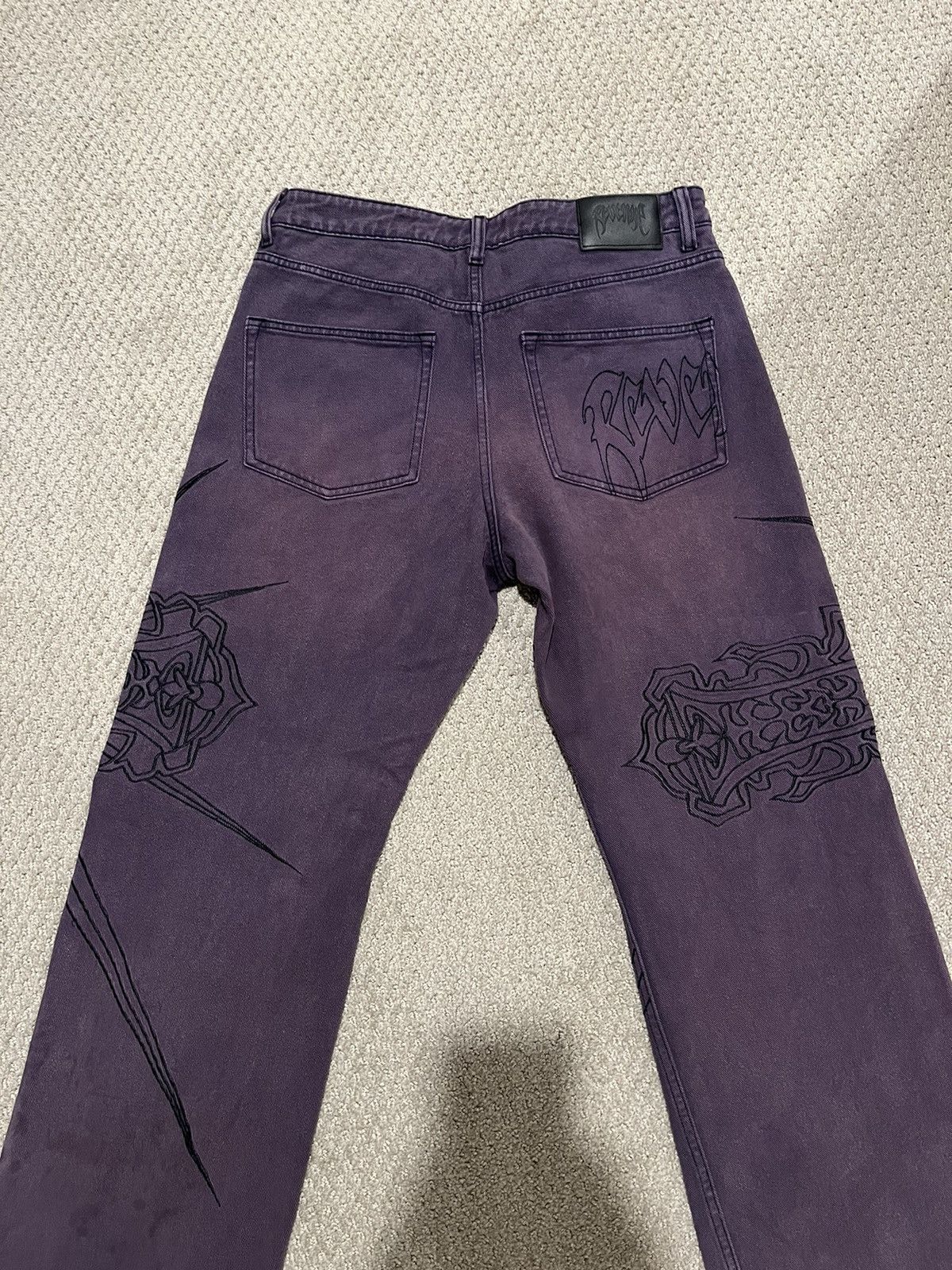 Revenge Spike Cross Embroidered Revenge Jeans Death Note Purple Size US 32 / EU 48 - 2 Thumbnail