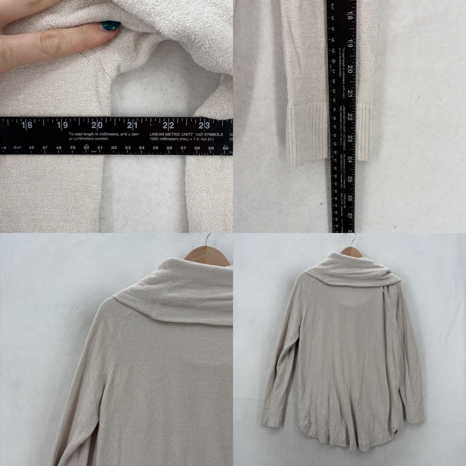 Vintage Barefoot Dreams Sweater Tunic Womens Medium Beige CozyChic Ultra Lite Cowl Neck Size M / US 6-8 / IT 42-44 - 8 Thumbnail