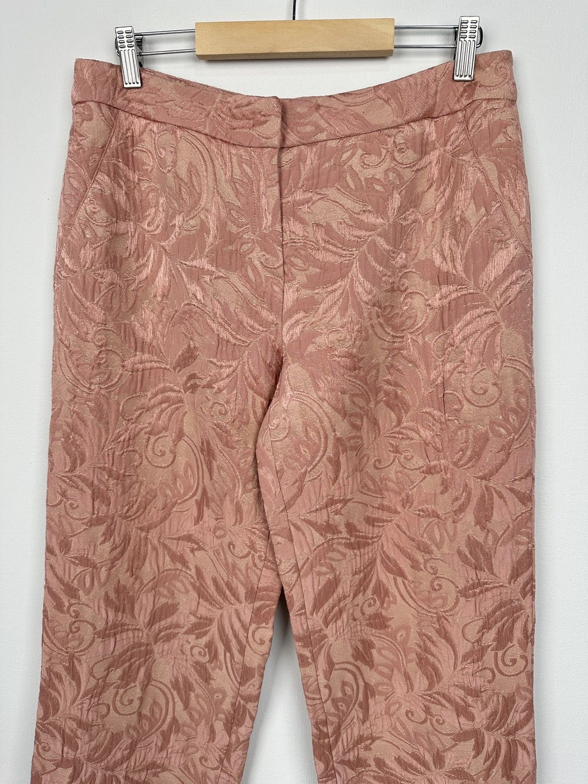 Blumarine BLUMARINE Wool Silk Floral Jacquard Pink Pants size 46 Size 32" / US 10 / IT 46 - 3 Thumbnail