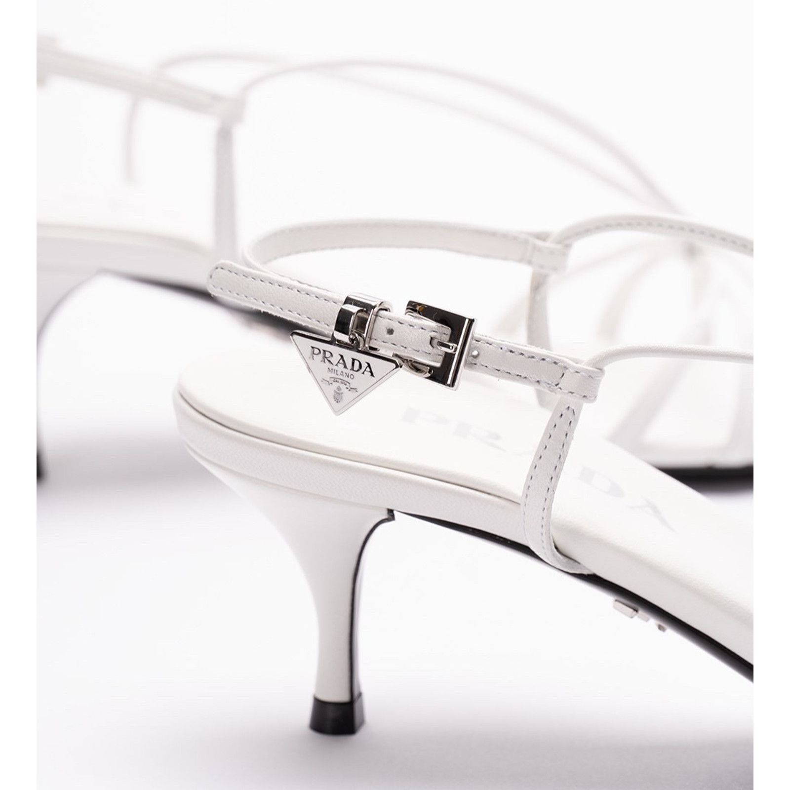 Prada Prada Capretto White Leather Slingback Sandal Mule 38 Size US 8 / IT 38 - 5 Thumbnail