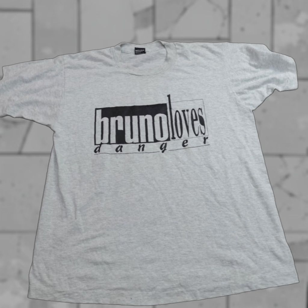 Vintage VINTAGE Bruno Loves Danger Shirt Large Gray Screen Stars New Wave Shirt Mens L Gray Size US L / EU 52-54 / 3 - 1 Thumbnail