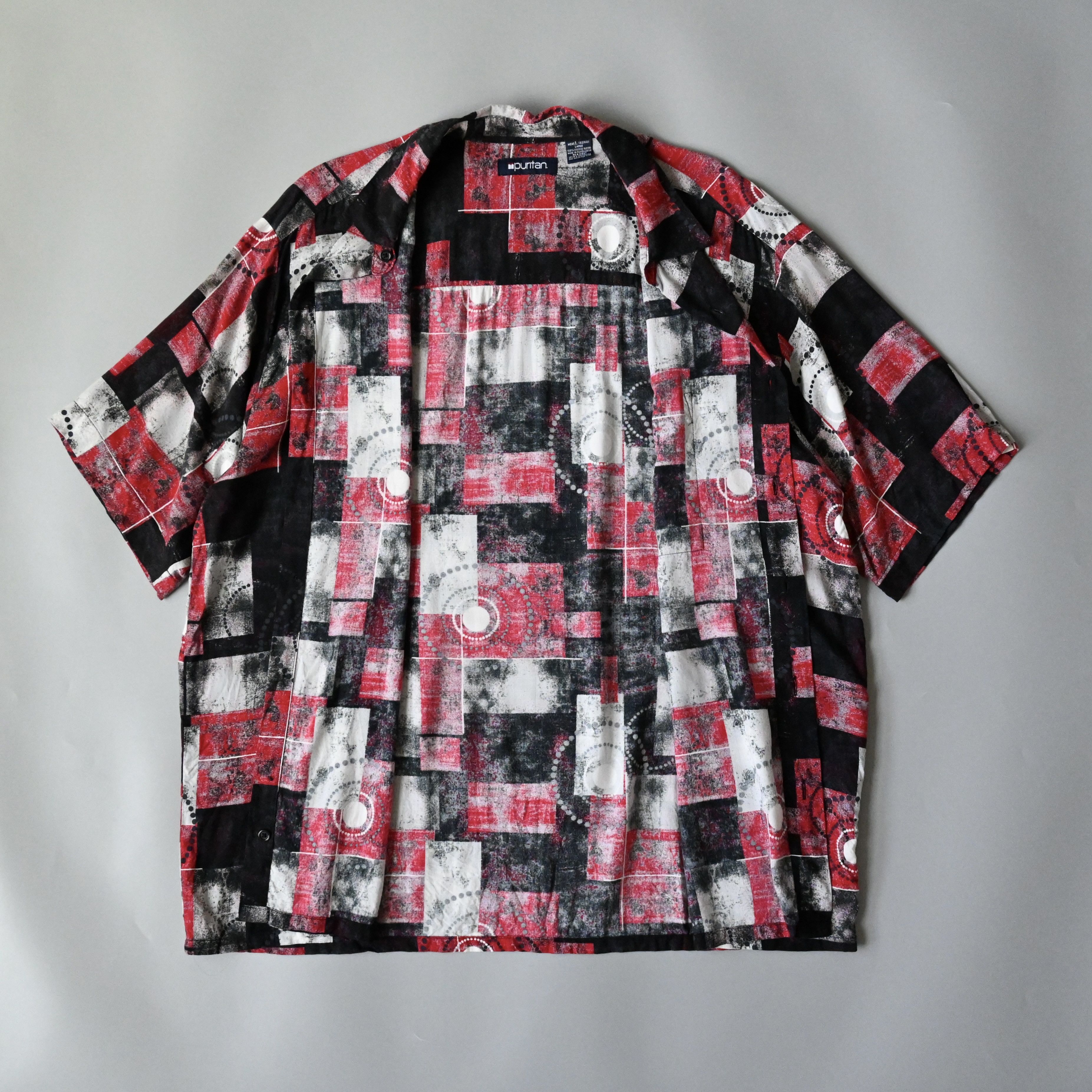 Puritan VTG 90s Puritan geometric pattern rayon shirt, Bulls color Size US L / EU 52-54 / 3 - 4 Thumbnail