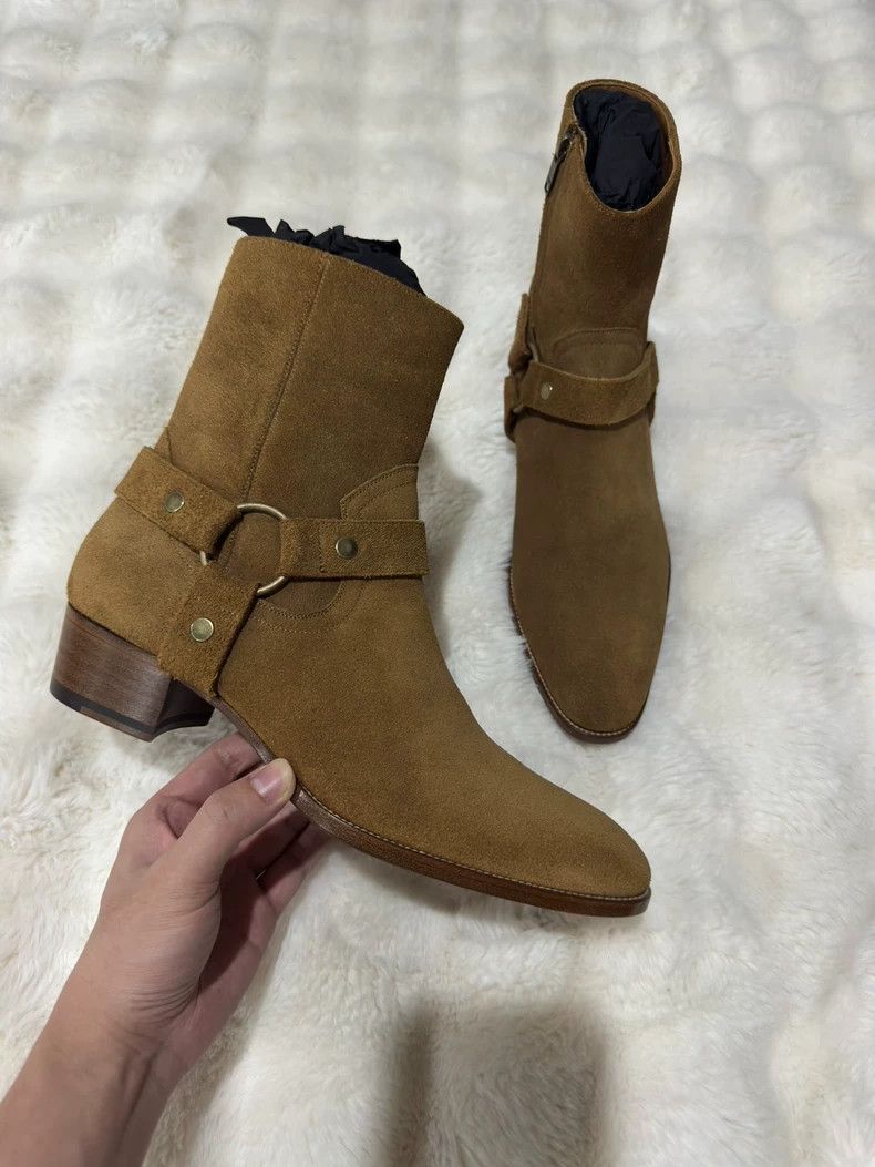 Saint Laurent Paris Saint Laurent Paris Suede buckled Chelsea boots 2505-Nextar Size US 10 / EU 43 - 2 Thumbnail