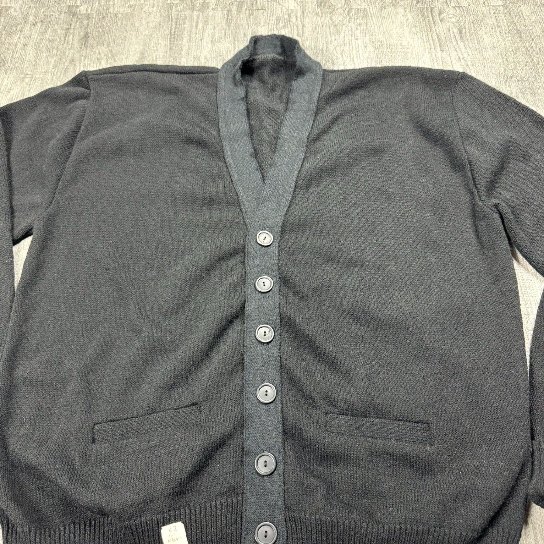 Vintage VINTAGE 1960s 1970s Mens Black Acrylic Letterman Cardigan Sweater Size 42 Size US XL / EU 56 / 4 - 4 Thumbnail