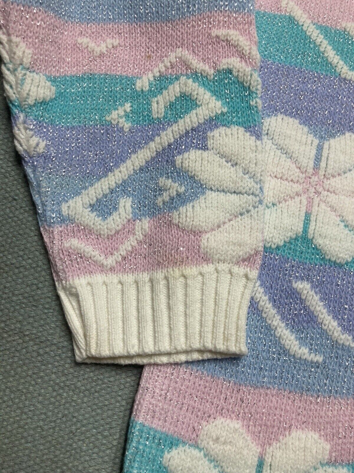 Vintage 80s acrylic sweater Rose pastel fairy kei kawaii cottage XL Size XL / US 12-14 / IT 48-50 - 7 Thumbnail