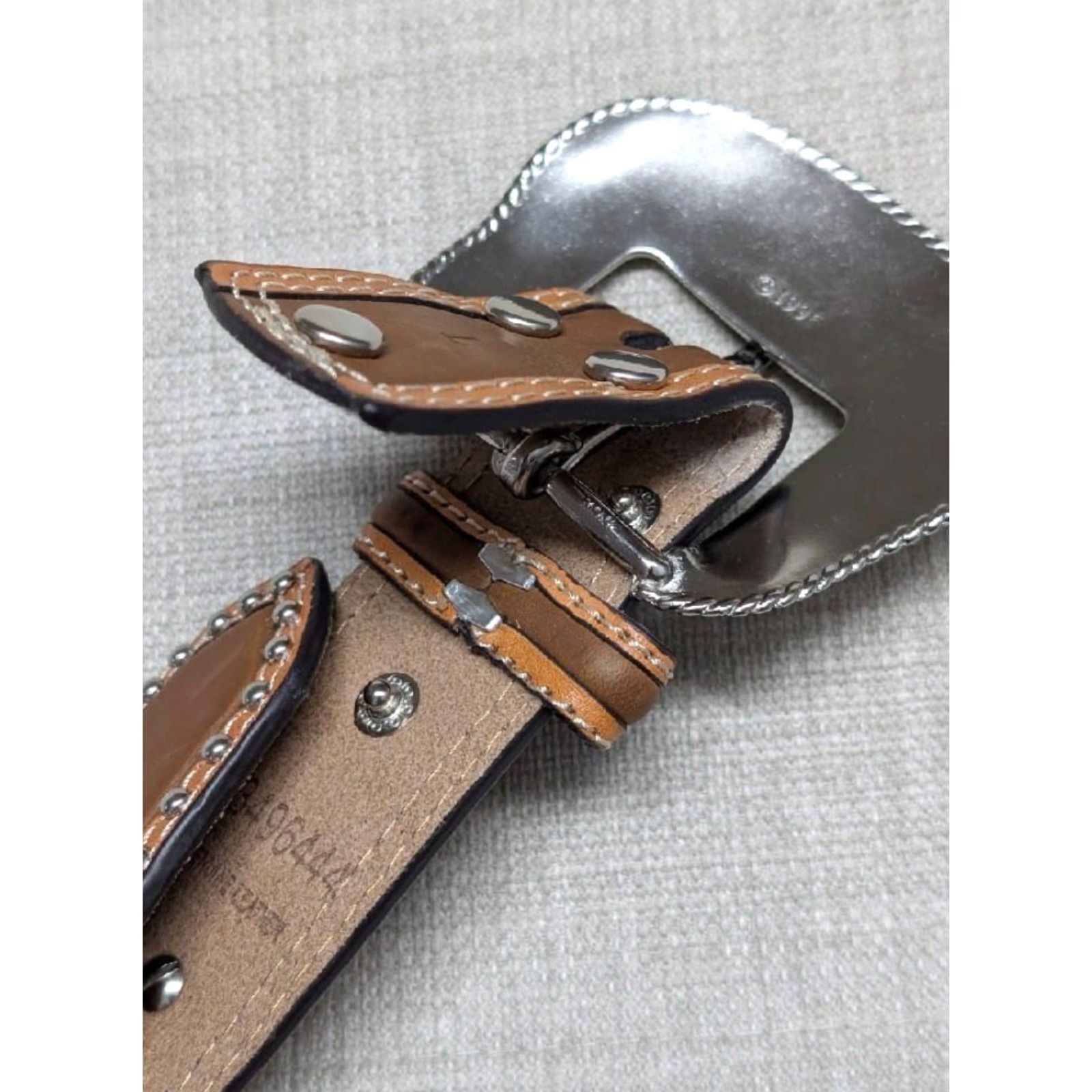 Vintage VINTAGE NOCONA belt western Studded tooled leather 38 TURQUOISE brown Concho Southwestern Texas Lonestar Mens Belt 1-1/2" Adult 38 Size 38 - 6 Thumbnail