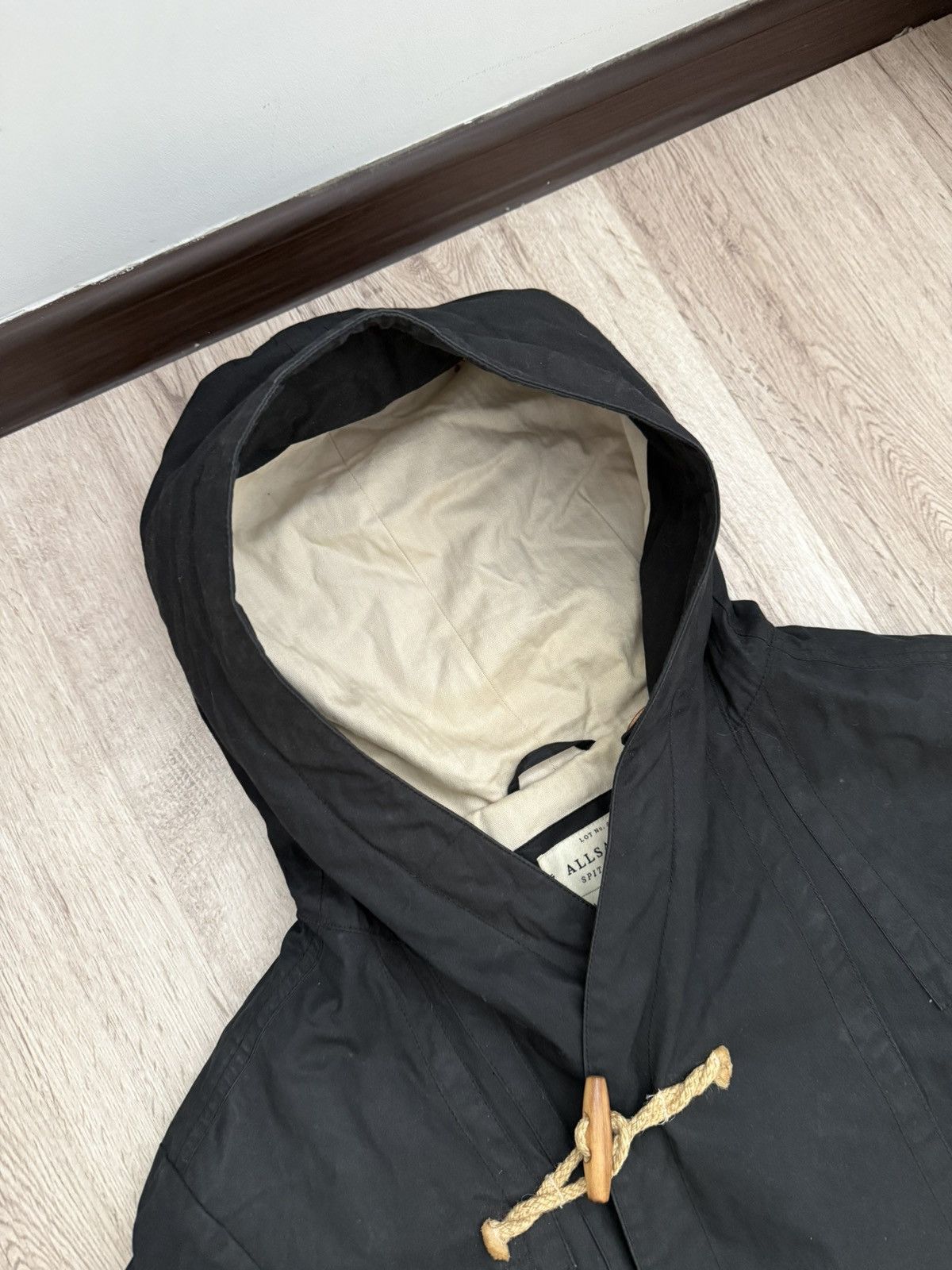 Allsaints AllSaints Valaste Duffle Coat – Black Cotton Hooded Jacket Size US XL / EU 56 / 4 - 5 Thumbnail