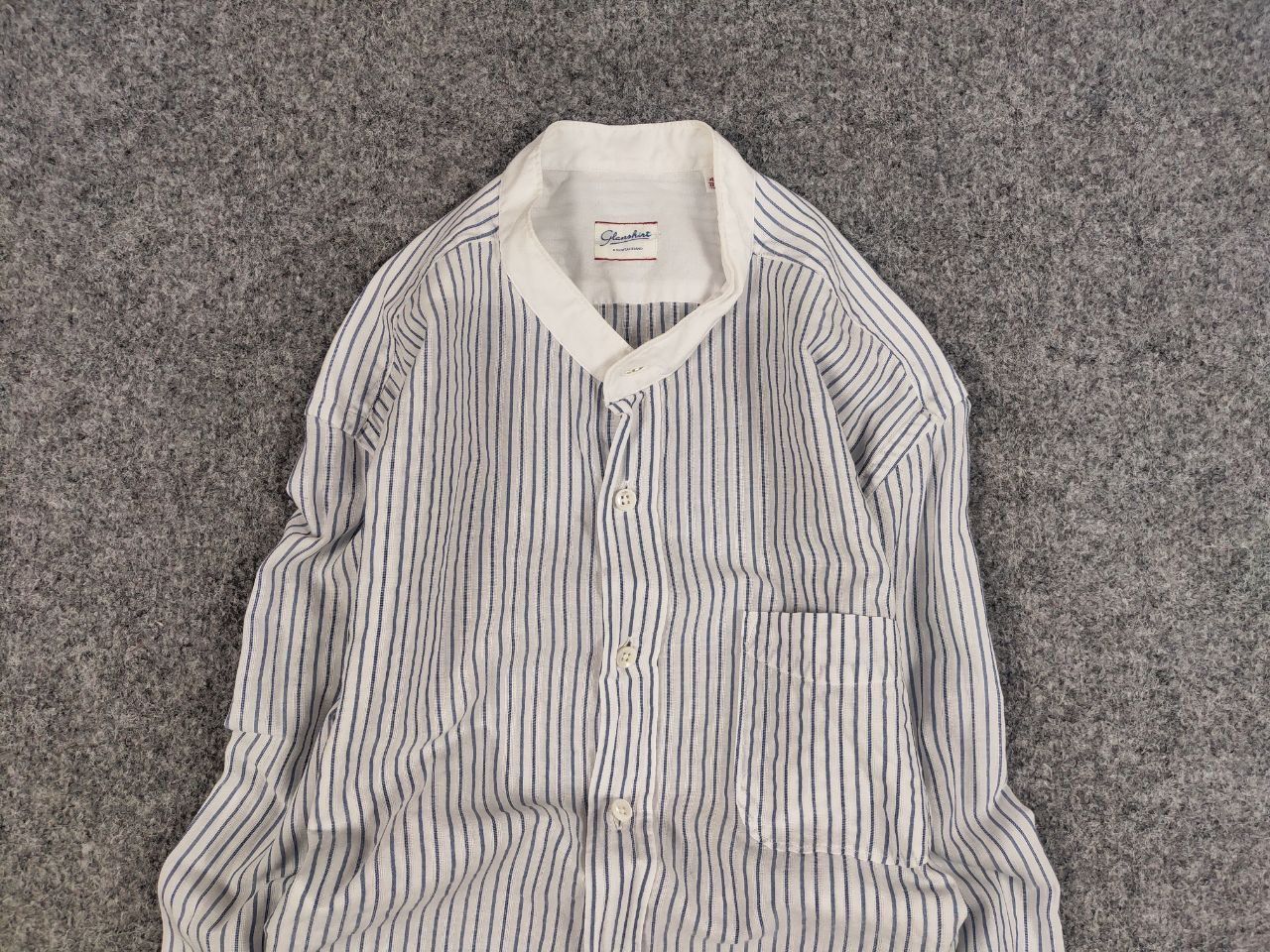 Glanshirt Glanshirt Japan Design Blue/White Striped button Shirt Size US M / EU 48-50 / 2 - 8 Thumbnail