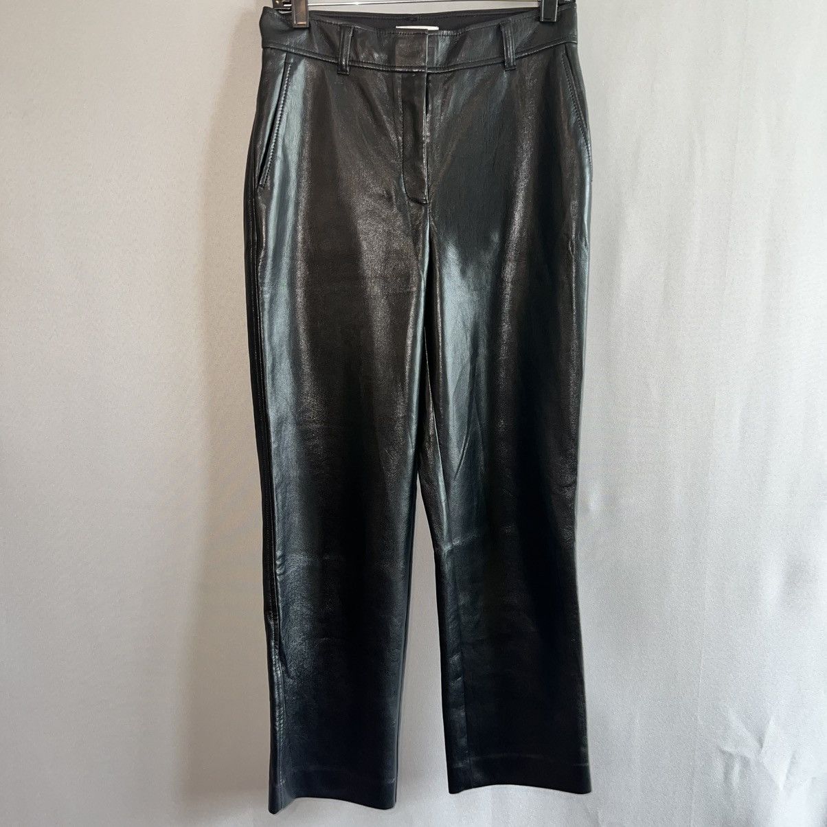 Aritzia Babaton Aritzia Black Vegan Leather Straight Leg Pants - 6 Size 28" / US 6 / IT 42 - 1 Thumbnail