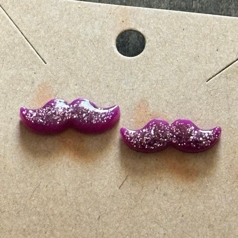 Other purple glitter mustache stud earrings Size ONE SIZE - 2 Thumbnail