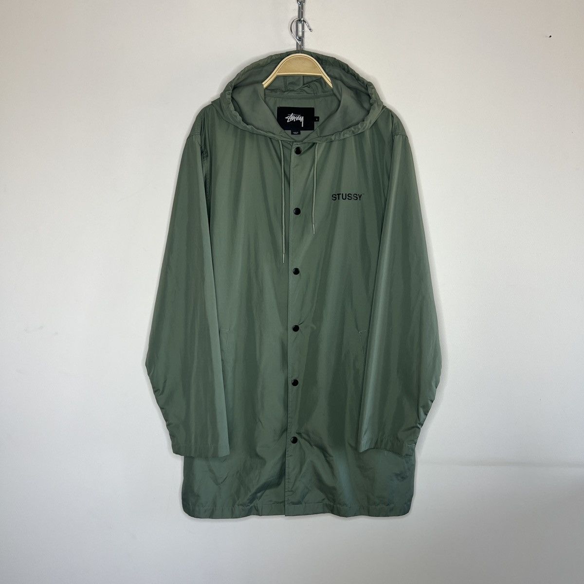 Stussy × Vintage Spellout Long Hooded Coach Jacket Laguna Beach Rain Coat Size US L / EU 52-54 / 3 - 2 Thumbnail