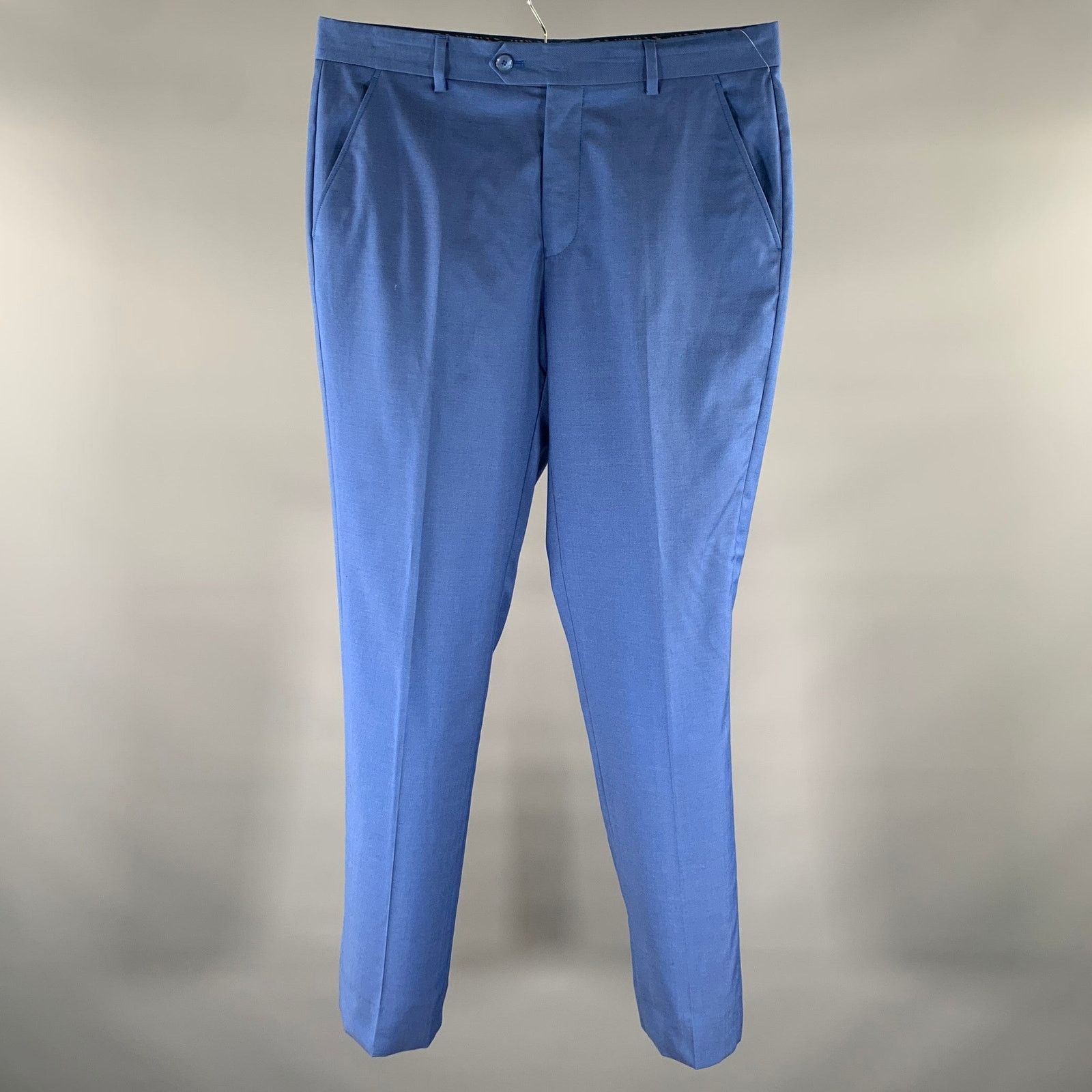Ted Baker TED BAKER Size 32 Blue Wool Zip Fly Dress Pants Size US 32 / EU 48 - 1 Thumbnail