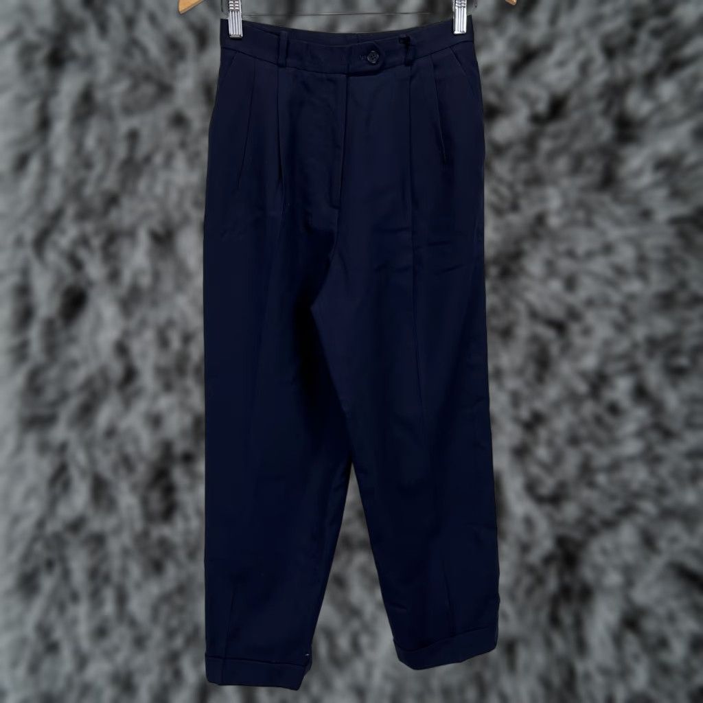 Talbots VINTAGE Talbots Dress Pants Navy 100% Worsted Wool Size 8P Petites Tapered VGUC Women 8P Pants Size 30" / US 8 / IT 44 - 1 Thumbnail