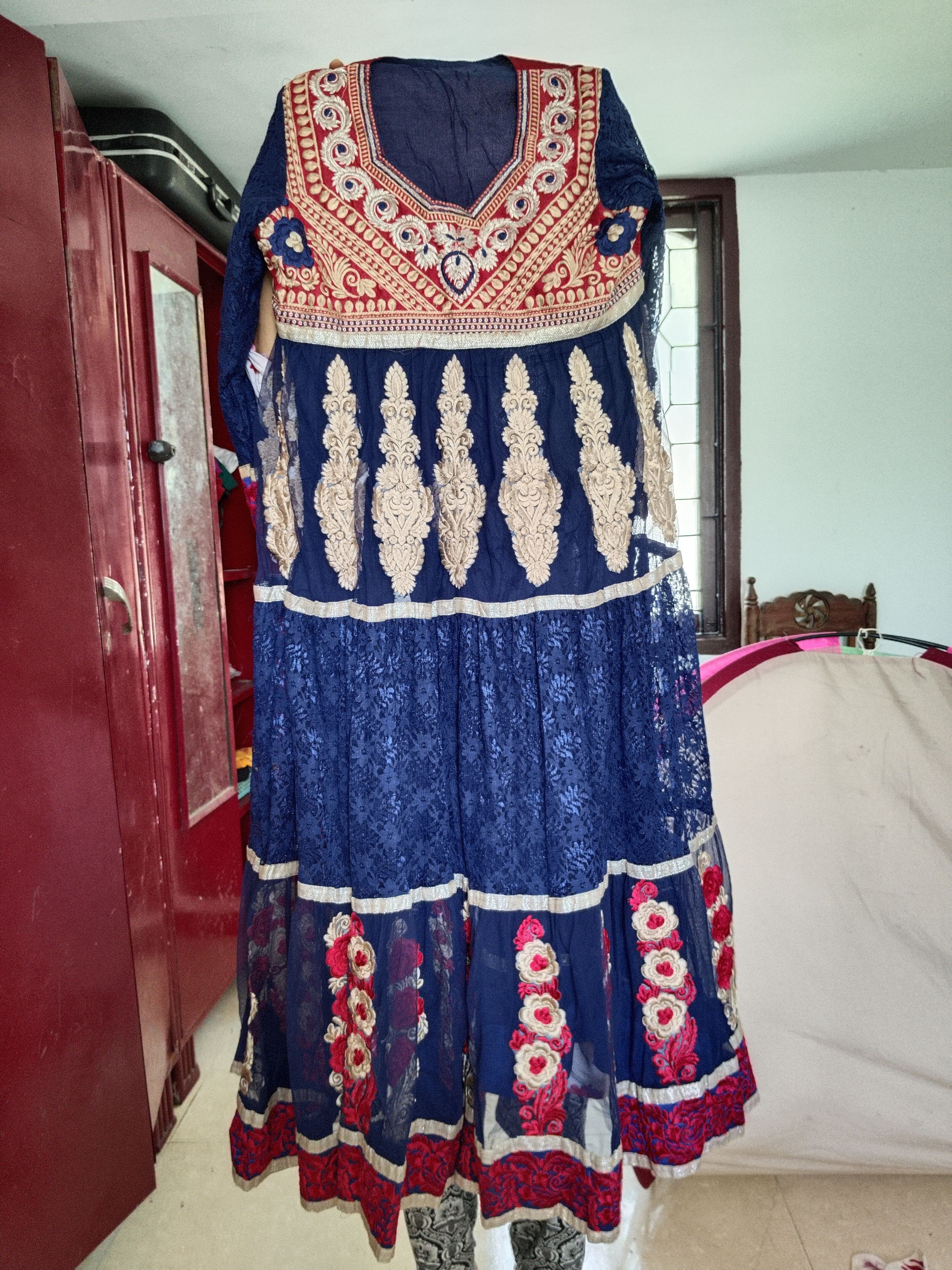 image of Anarkali Suit in Navy Blue, Women's (Size 2XL)