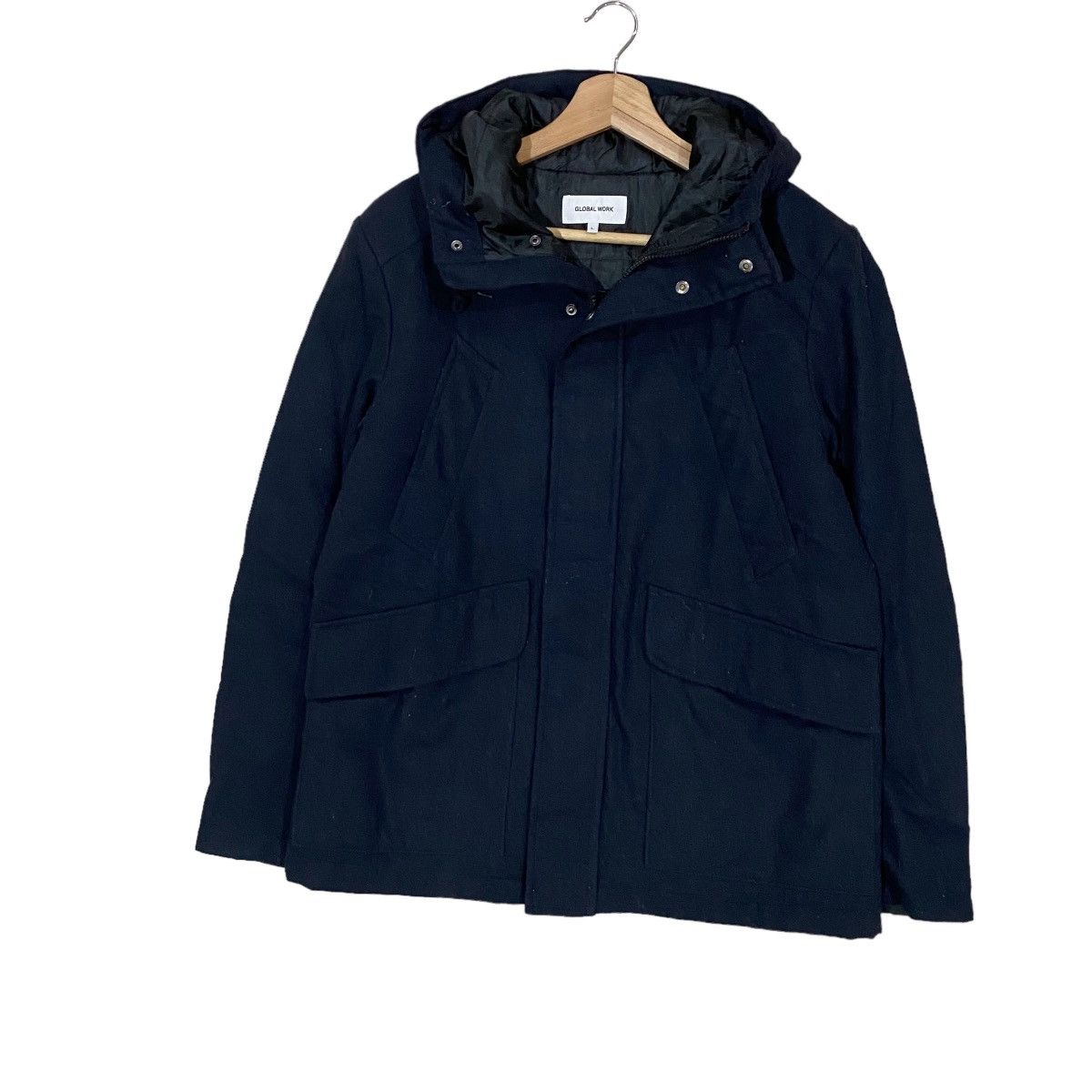 Global Work × Vintage ☀️VINTAGE GLOBAL WORK WOOL HOODIE JACKET Size US M / EU 48-50 / 2 - 3 Thumbnail