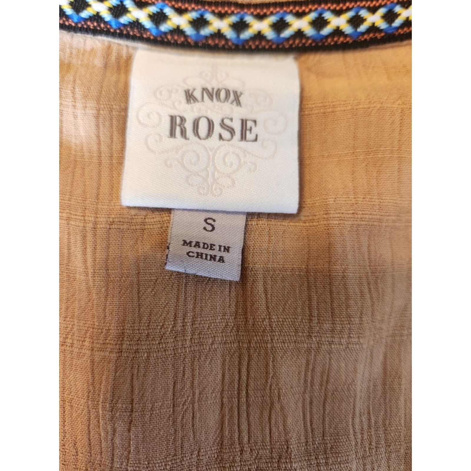 Vintage Knox Rose Tan Crinkle Short Sleeve Top Hippie Boho Cottagecore Womens S Blouse Tan V-Neck Big Breathable Rayon Casual Sleeve Basic Easy Care Womens Size S / US 4 / IT 40 - 5 Thumbnail