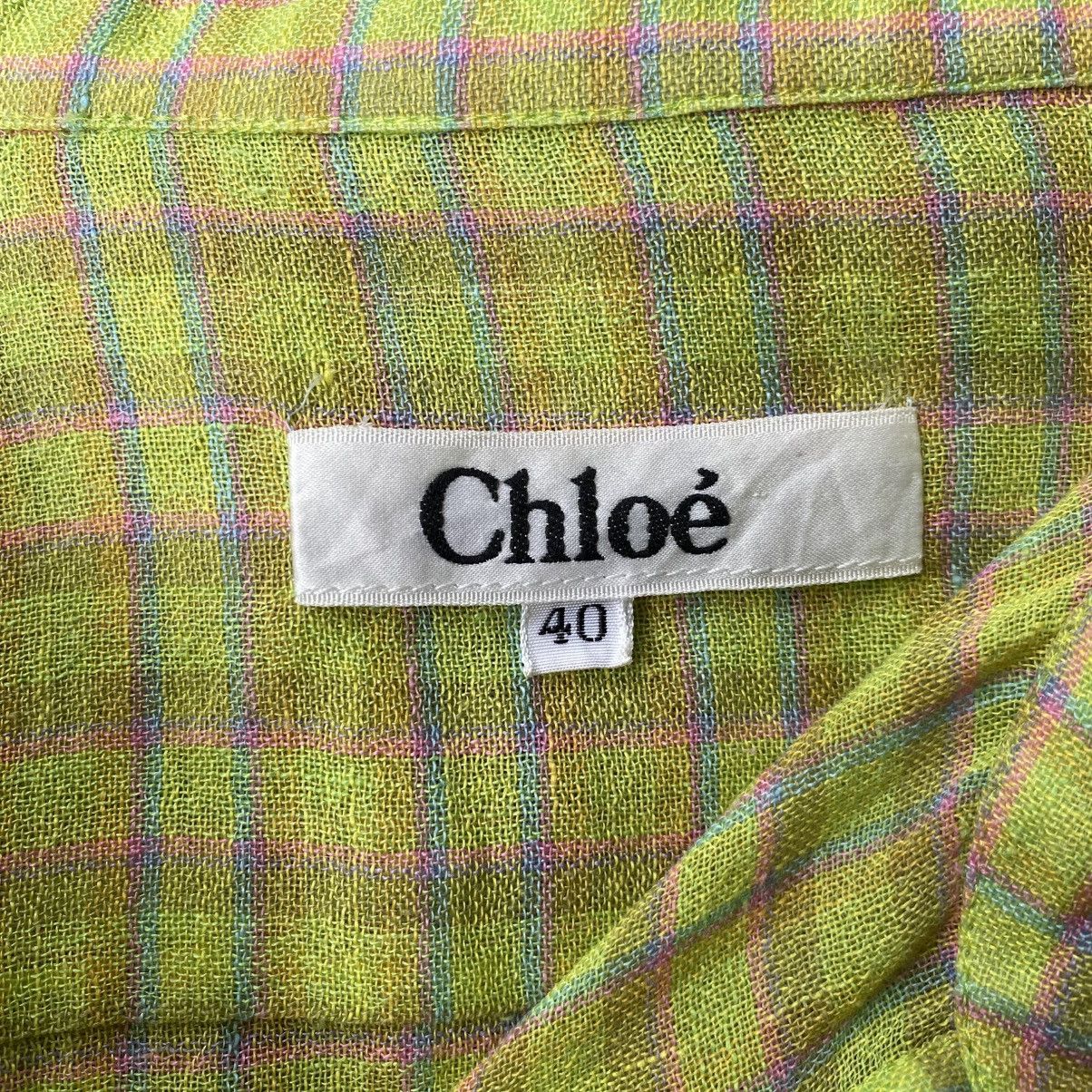 Chloe Chloe Yellow Green Plaid Button-Up Shirt Size M / US 6-8 / IT 42-44 - 12 Thumbnail