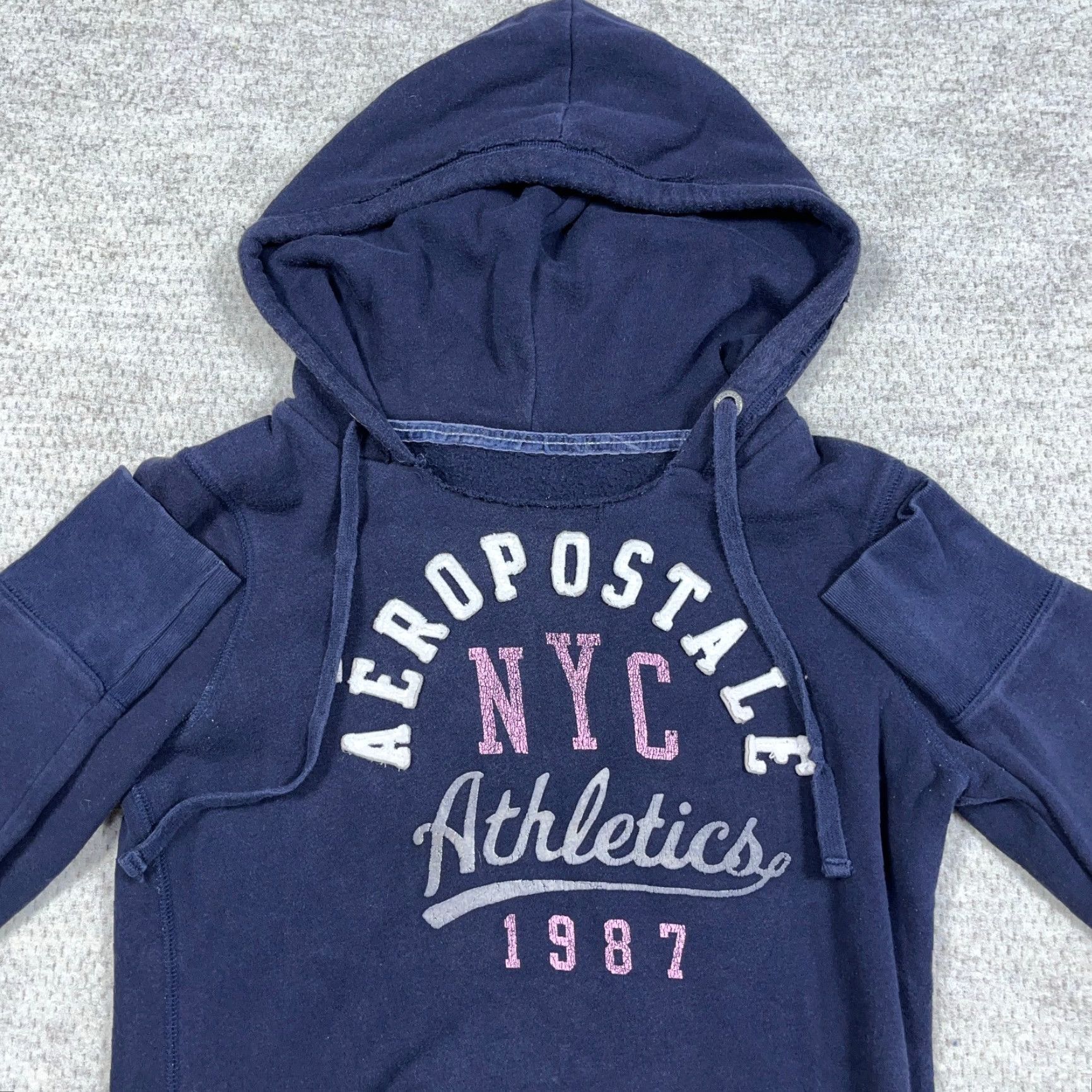 Vintage VINTAGE Aeropostale Hoodie Women M Blue Sweatshirt Logo 90s Pullover Hooded All Seasons 2000s Beach Modern Casual Logo Size M / US 6-8 / IT 42-44 - 2 Thumbnail
