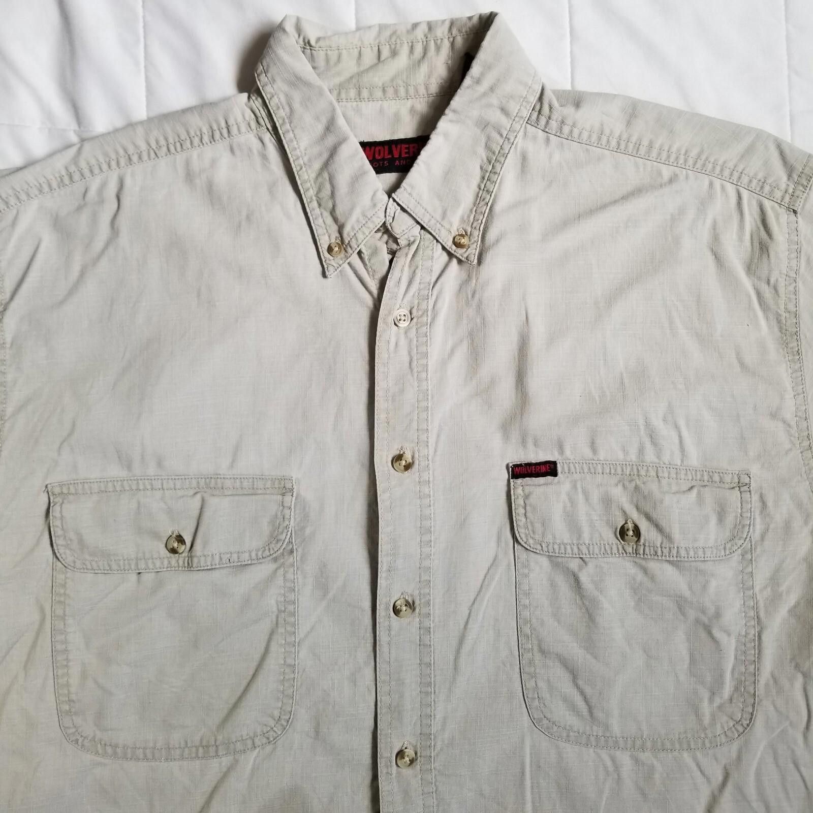 Wolverine Wolverine Large Tan 100% Cotton Button Up Short Sleeve Shirt Size US L / EU 52-54 / 3 - 7 Thumbnail