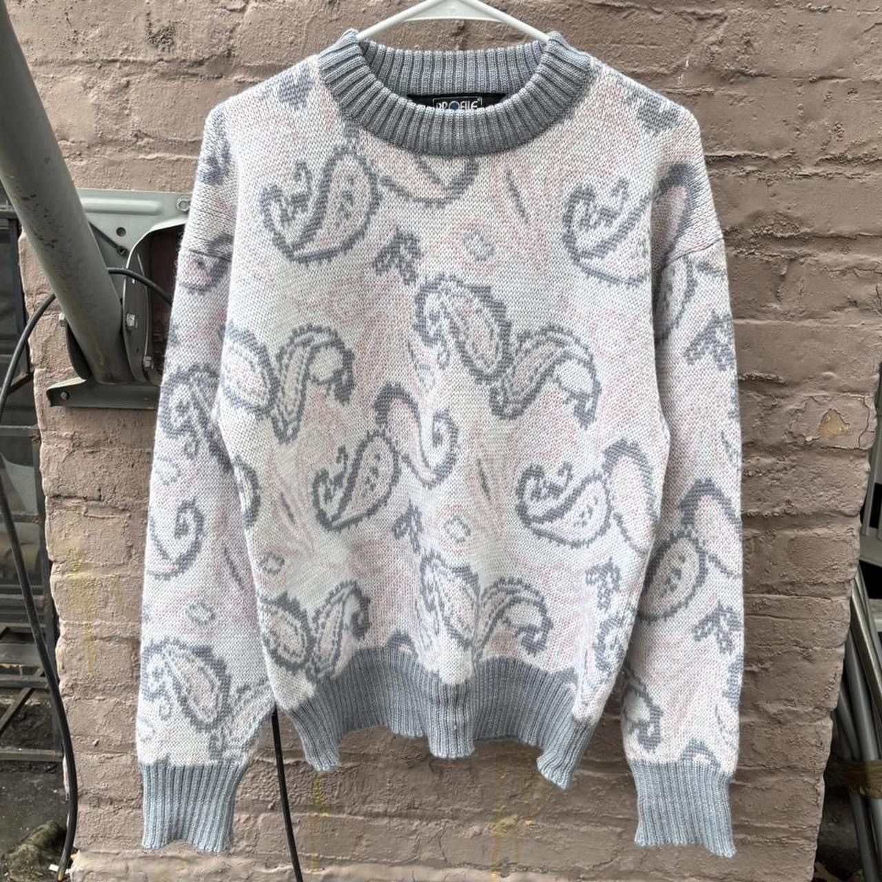 Vintage Vintage 80s Pink Paisley Wool Knit Sweater Size US L / EU 52-54 / 3 - 1 Thumbnail