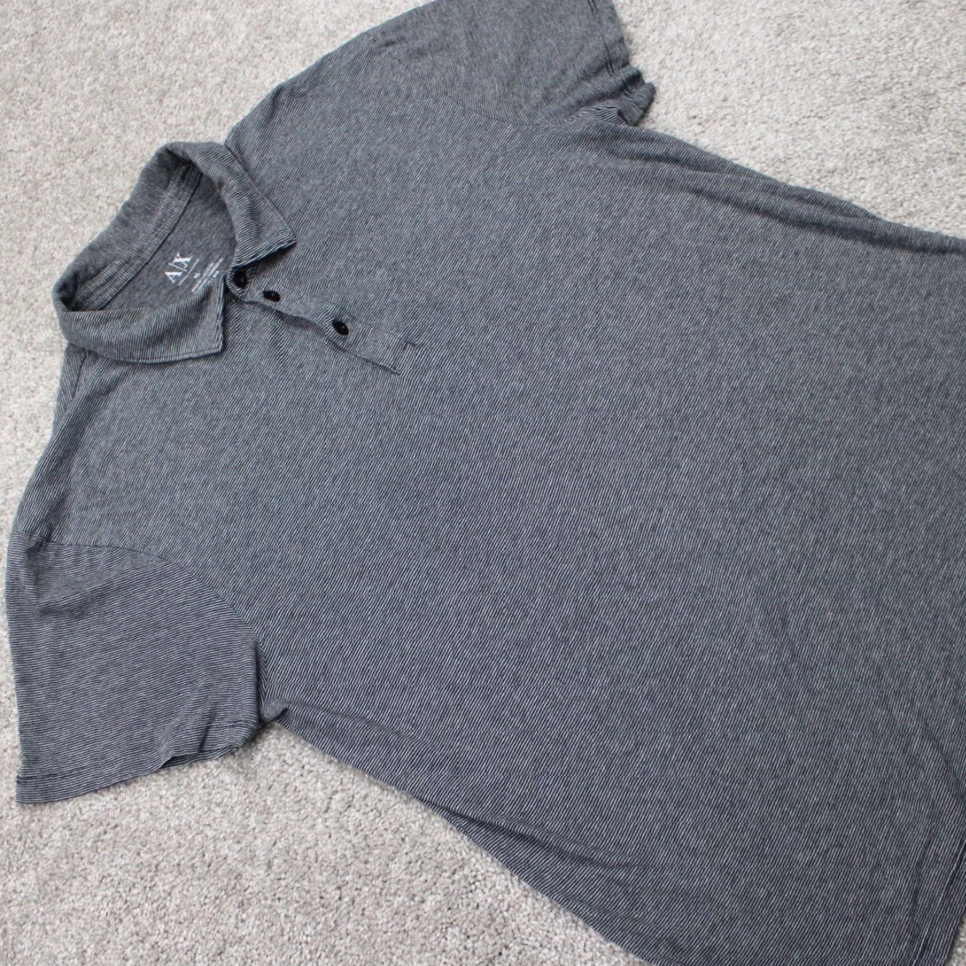 Armani Exchange Armani Exchange A/X Polo Shirt Mens XL Gray/Black Striped Short Sleeve Pullover Size US XL / EU 56 / 4 - 7 Thumbnail