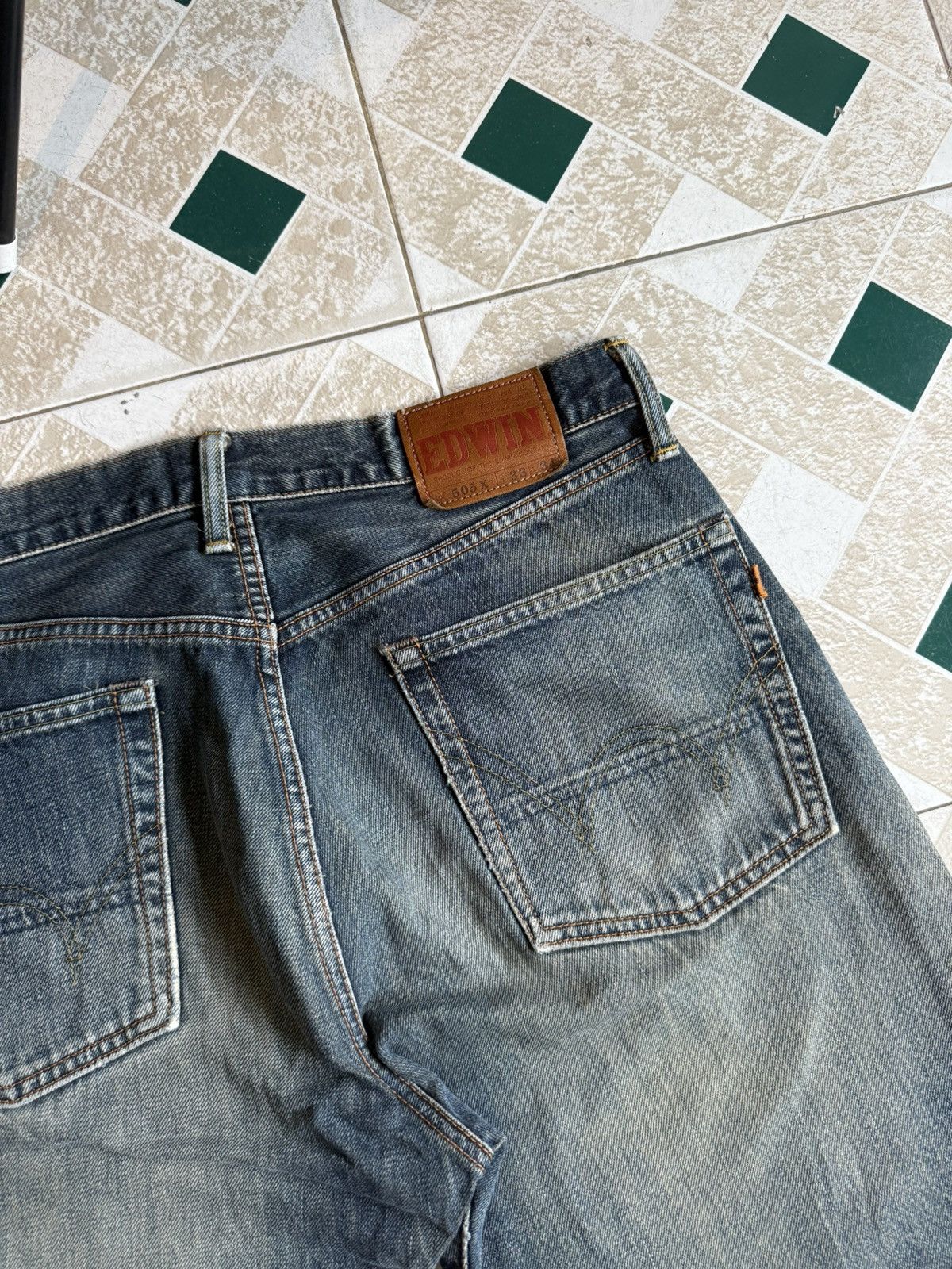 Edwin × Vintage 90’s EDWIN 505X RARE POCKET LOGO SALVAGE RETROJAPANESE PANTS Size US 30 / EU 46 - 5 Thumbnail
