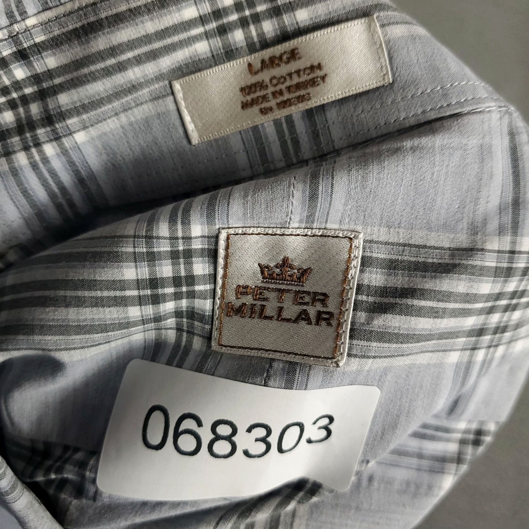 Peter Millar Peter Millar Mens Large Gray Plaid Casual Button Up Long Sleeve Shirt Size US L / EU 52-54 / 3 - 7 Thumbnail