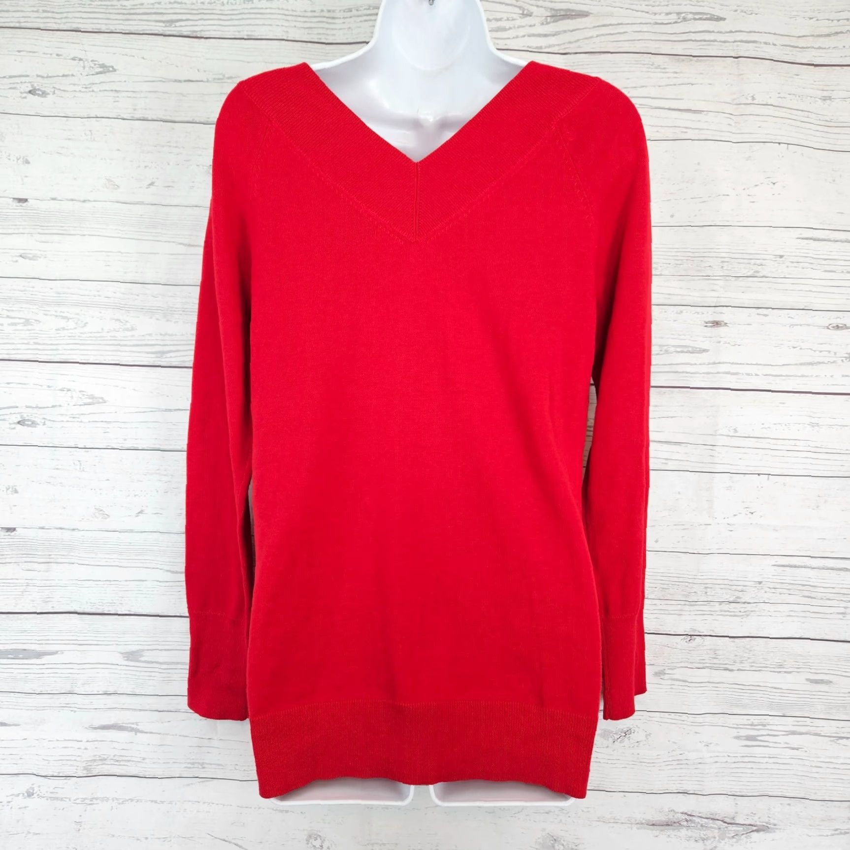 Vintage Cabi 3682 Women's Pullover Sweater Red V-Neck Size S Small Cotton Blend Long Sleeve Womens 90s? Size S / US 4 / IT 40 - 3 Thumbnail