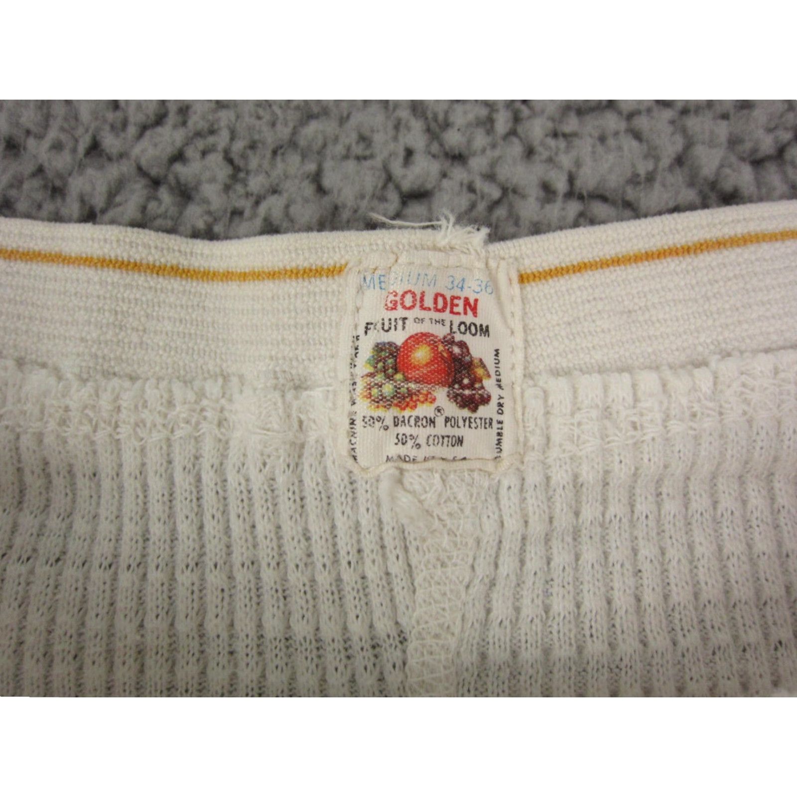 Fruit Of The Loom VINTAGE Fruit of the Loom Pants Mens M Creme Beige Thermal Base Layer Jogger 26in Inseam Cotton Polyester Size US 31 - 3 Thumbnail