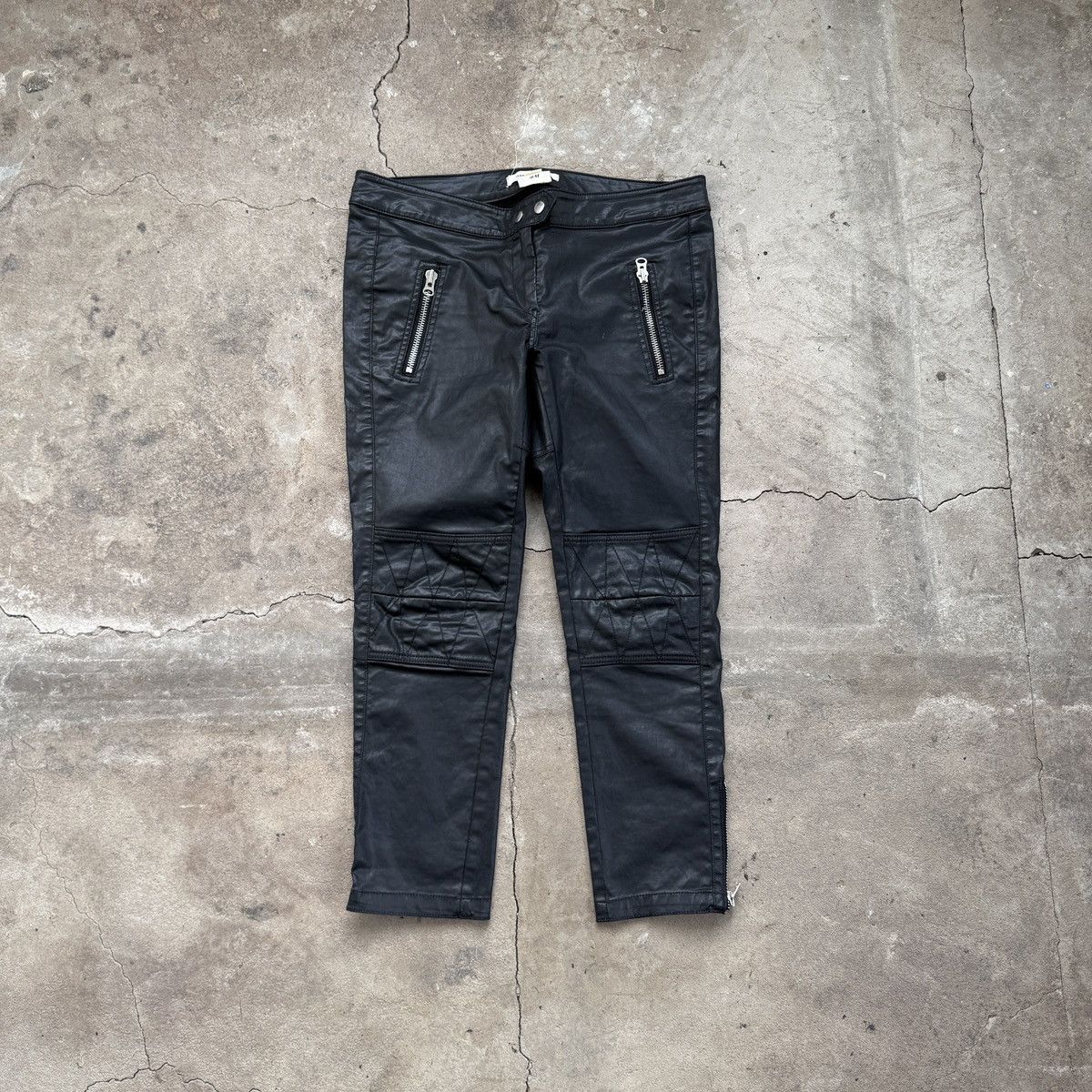 H&M × Isabel Marant ISABEL MARANT x H&M Waxed Biker Moto Skinny Jeans Pants Size 34" / US 12 / IT 48 - 1 Thumbnail