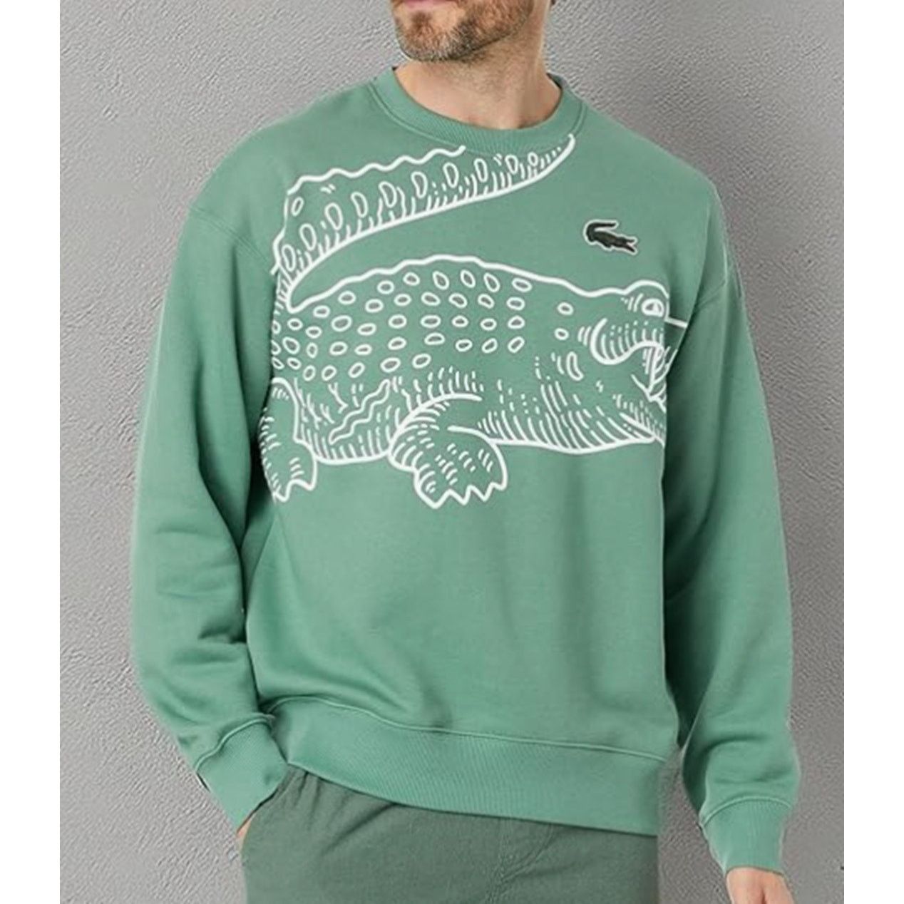 Lacoste Lacoste Mens Long Sleeve Loose Fit Croc Crewneck Sweater XXL Size US XXL / EU 58 / 5 - 1 Thumbnail