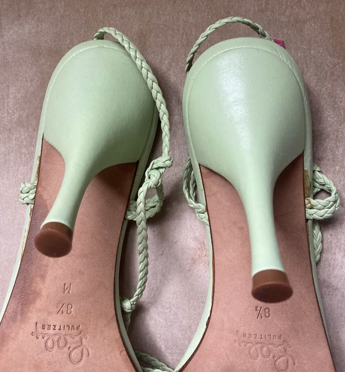 LILLY PULITZER Women's Green Weave Straps Stiletto Sandals