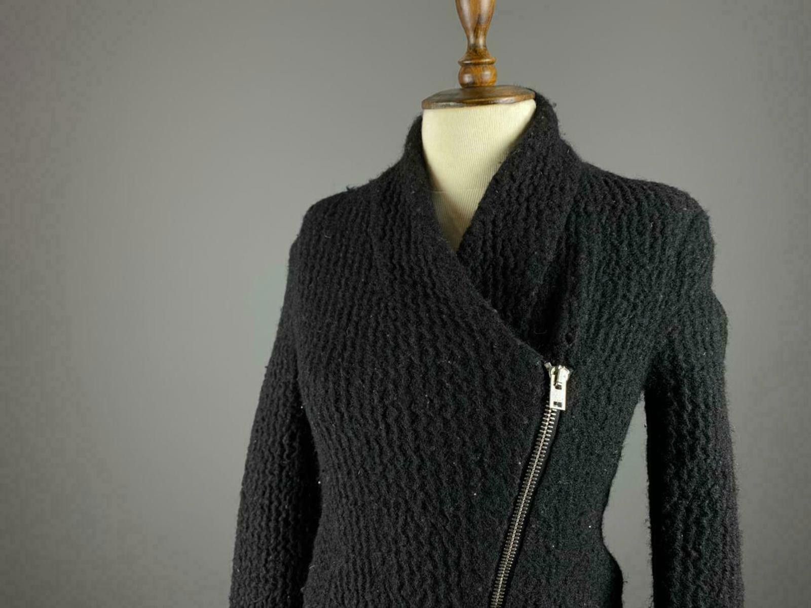 Iro IRO Cody Black Shawl Asymmetric Zip Up Wool Jacket Size 38 Size M / US 6-8 / IT 42-44 - 2 Thumbnail