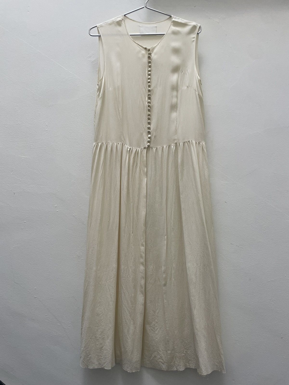 image of Maison Margiela Archival Margiela Silk Button Up Maxi Dress - Mainline in White, Women's (Size Smal