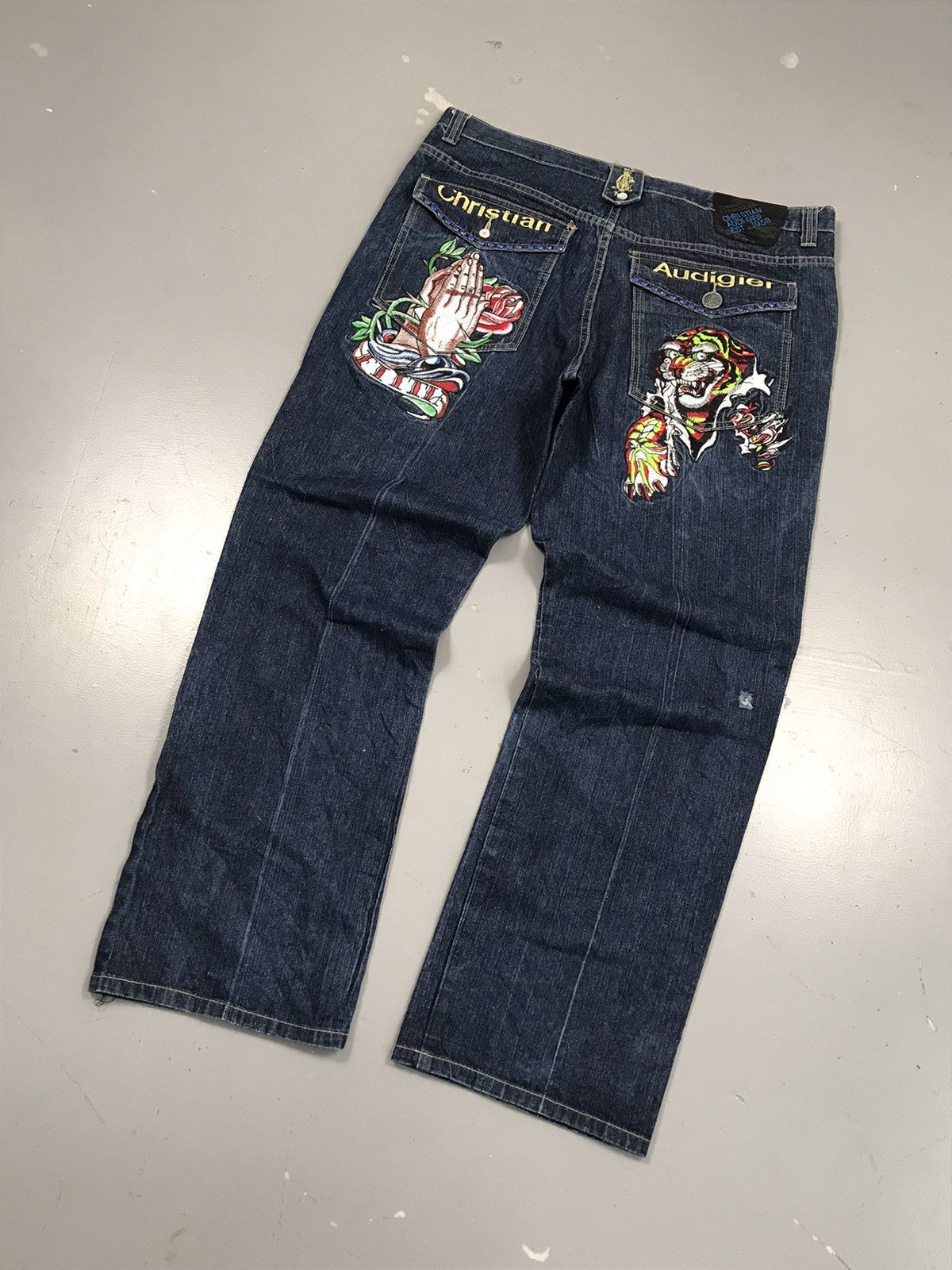 Christian Audigier × Ed Hardy × Vintage Rare vintage Christian Audigier crazy embroidered denim Size US 41 - 2 Thumbnail
