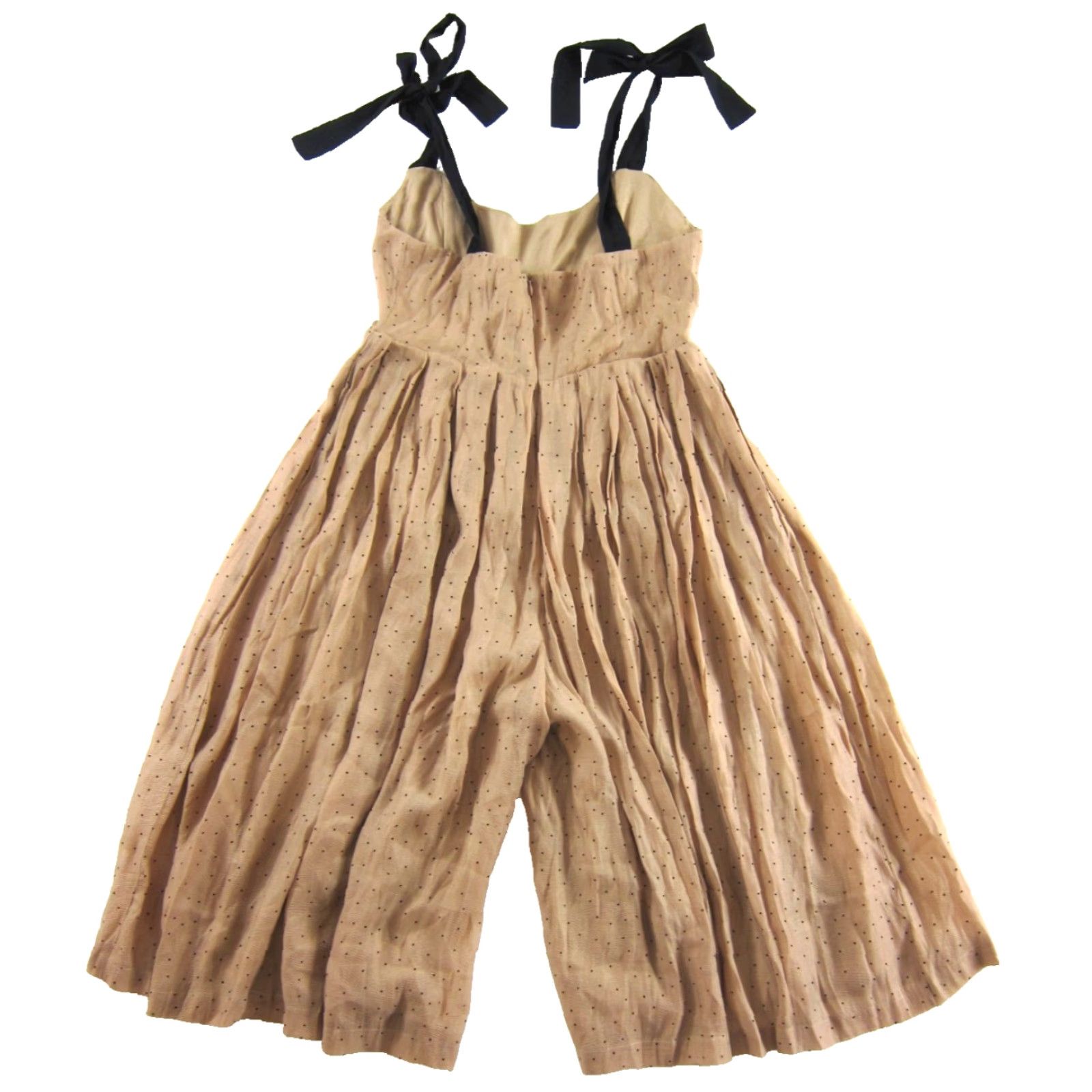 Vintage En Crème Jumpsuit Women L Polka Dot Pocket Wide-Leg Capri One-Piece Brown Black Size 36" / US 14 / IT 50 - 4 Thumbnail