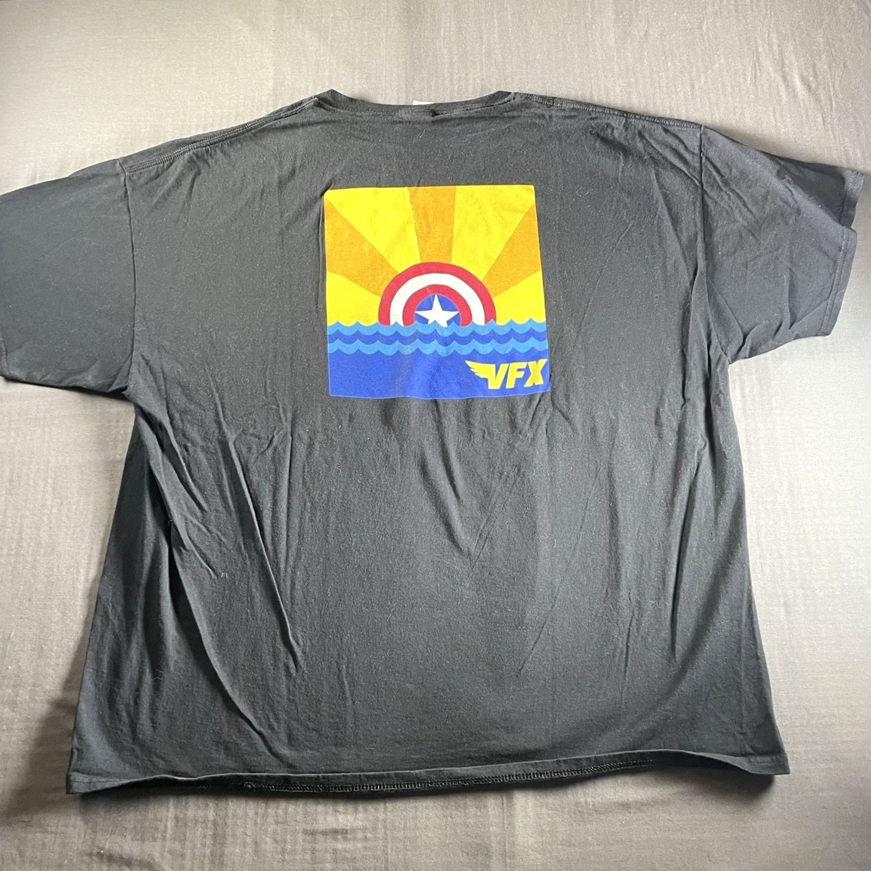 Vintage Captain America Brave New World Shirt 3XL Avengers Marvel Studios Cast VFX Crew Shirt Mens Black Cotton Crew Neck T-Shirt M & M 2010s Size US XXL / EU 58 / 5 - 3 Thumbnail