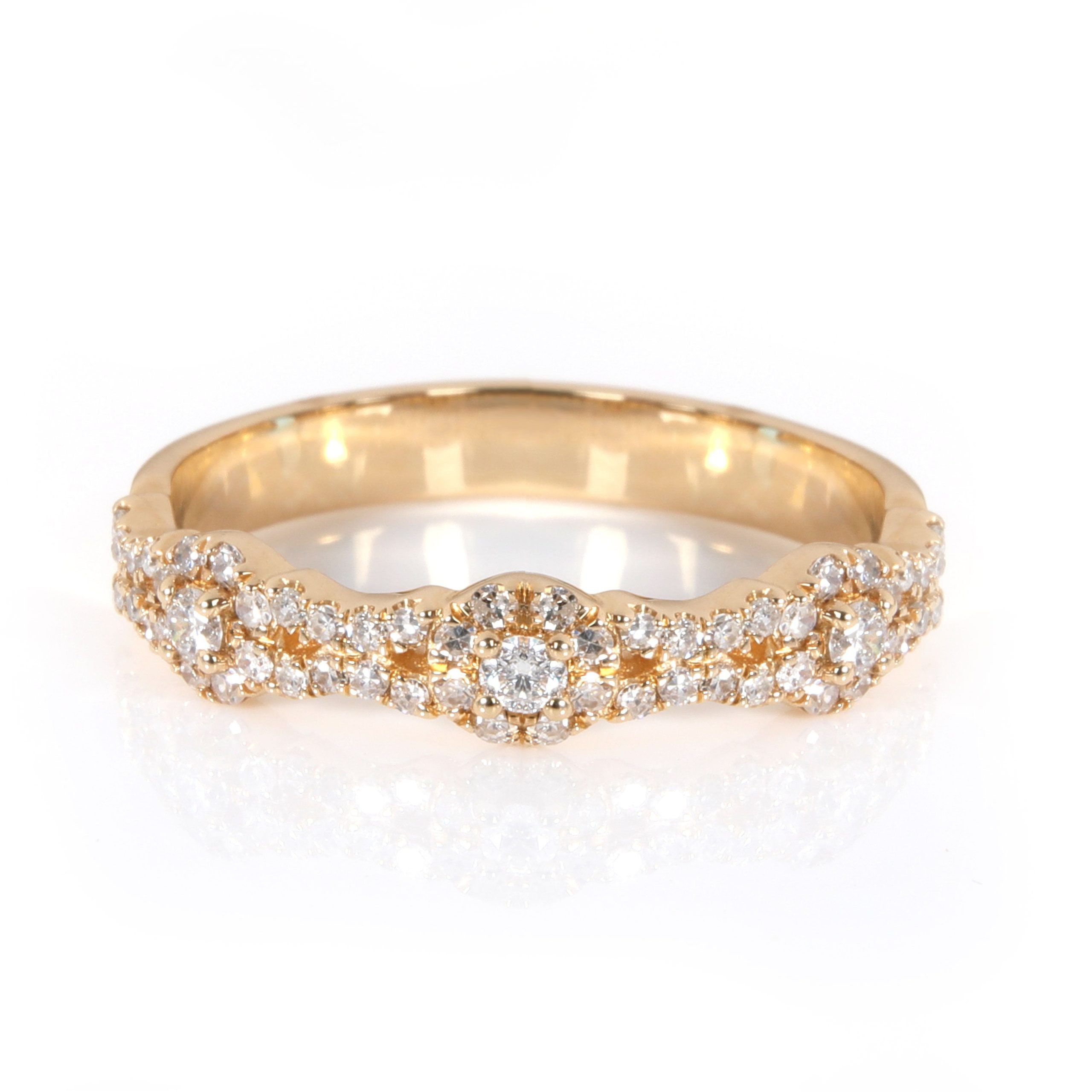 14K Yellow Gold Diamond Halo Band 0.36 ctw