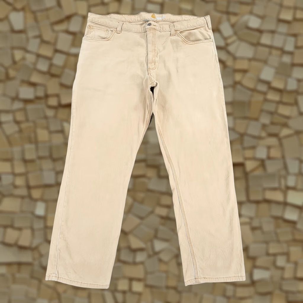 Carhartt VINTAGE Carhartt Mens Trousers Beige W30 L30 Rugged Flex Relaxed Fit Canvas Pants 102517 Size US 40 / EU 56 - 1 Thumbnail