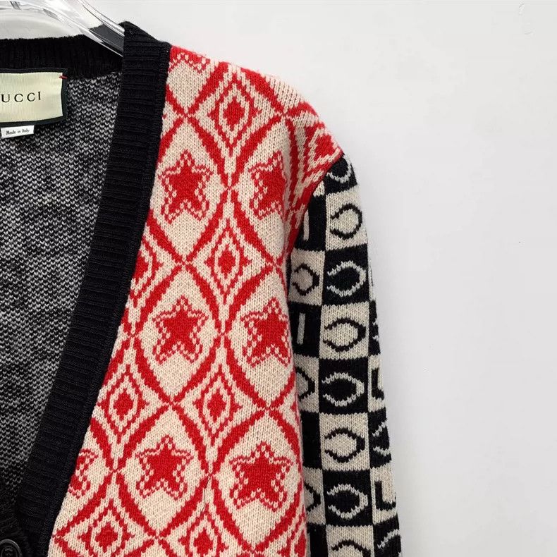 Gucci Gucci Color-blocked plaid pattern inlaid wool V-neck single Size S / US 4 / IT 40 - 3 Thumbnail