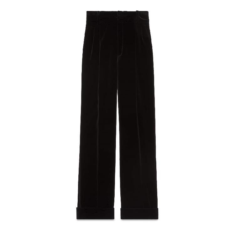 Gucci o1la5ras0526 Cotton Velvet Pants in Black Size 32" / US 10 / IT 46 - 1 Thumbnail