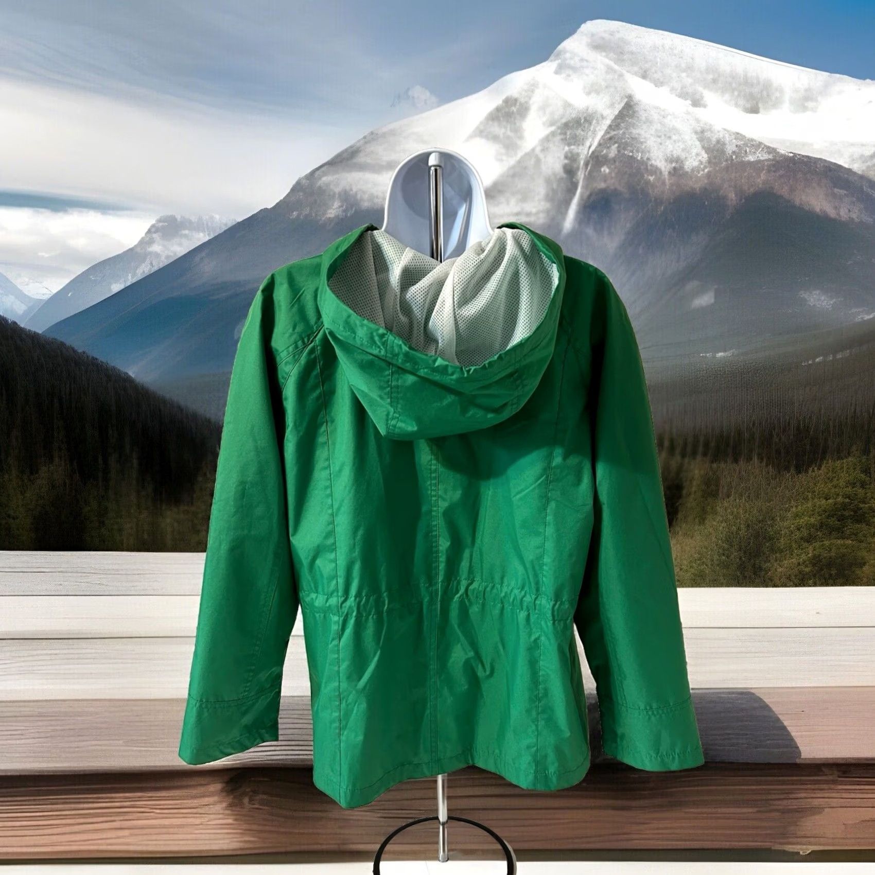 Vintage Raincoat Fleet Street LTD Hooded Women Size Petite Medium Green Full Zip RN5041 Size M / US 6-8 / IT 42-44 - 4 Thumbnail