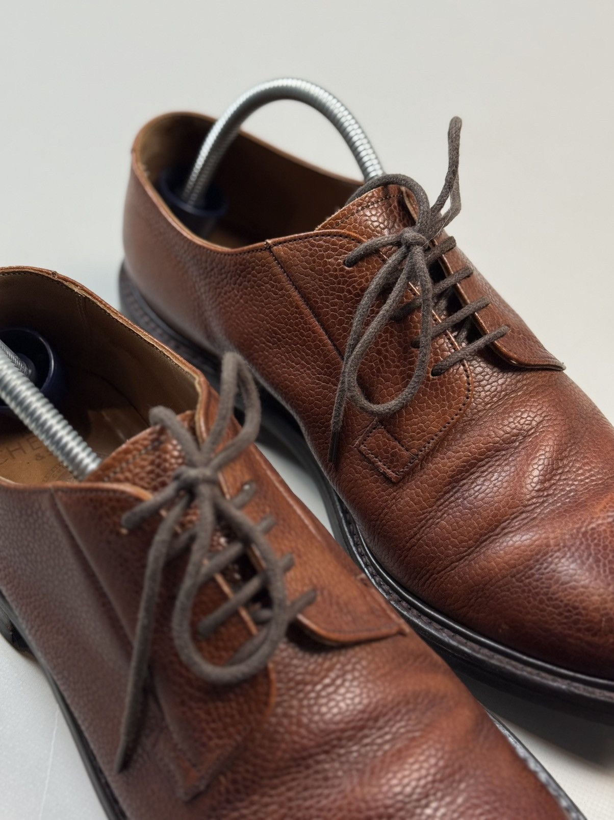 Other Joseph Cheaney Deal Mahogany Grain Leather Derby Shoes Size US 11 / EU 44 - 18 Thumbnail