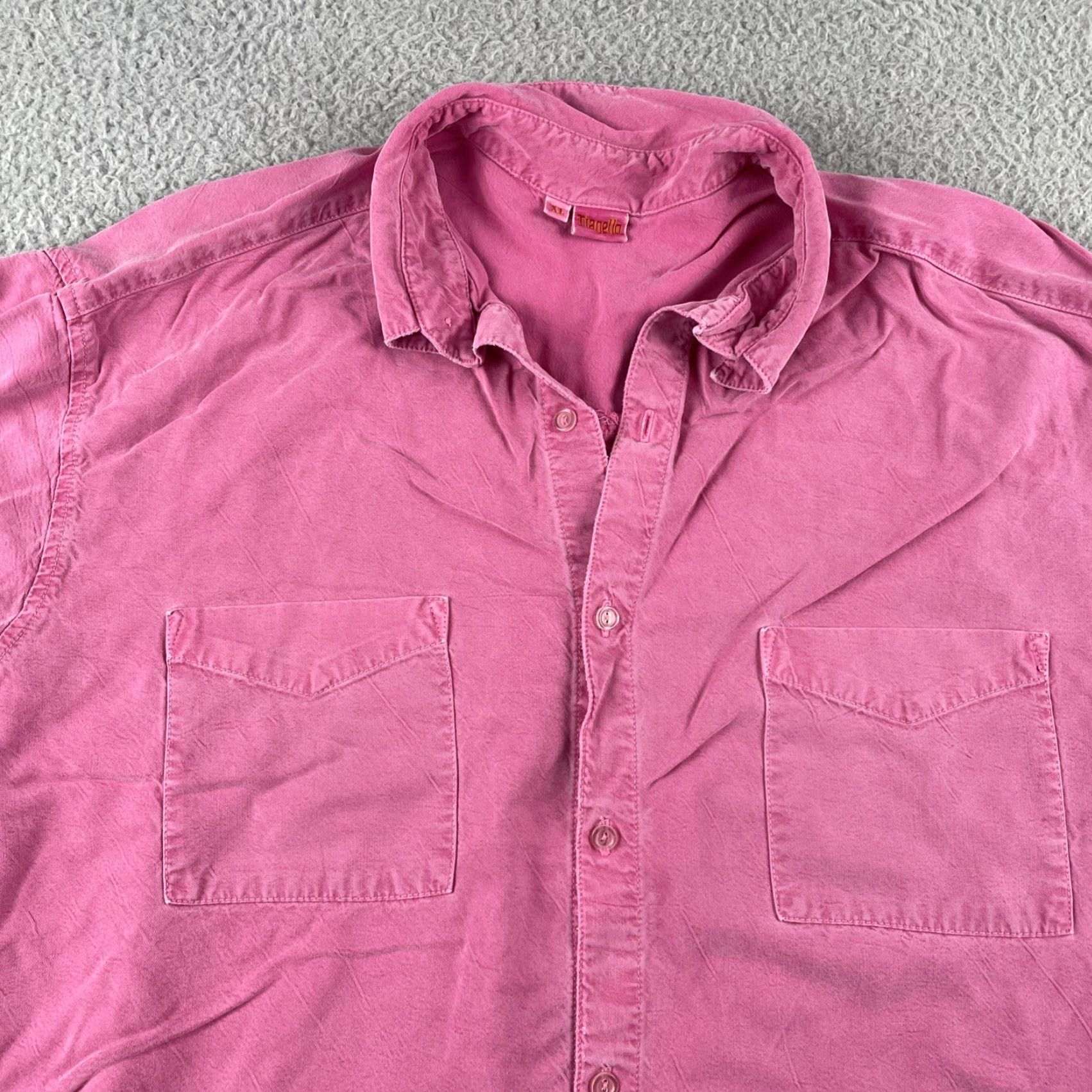 Vintage VINTAGE Tianello XL Long Sleeve Button-Up Shirt Pink Tencel Rayon Made in USA Size US XL / EU 56 / 4 - 2 Thumbnail