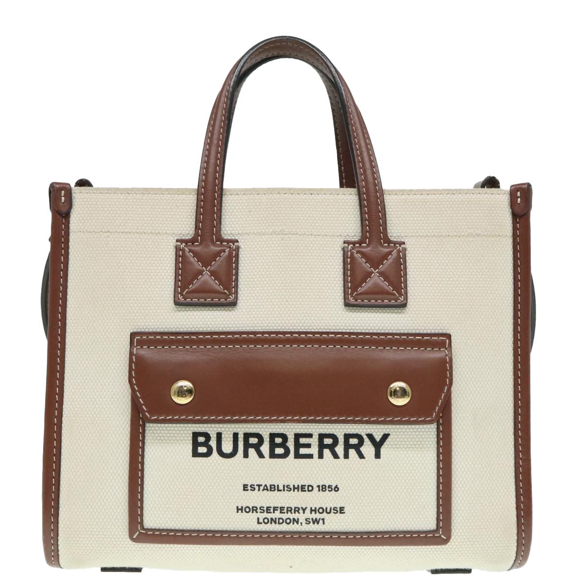 Burberry Freya Beige Canvas Tote Bag (Pre-Owned) Size ONE SIZE - 1 Thumbnail