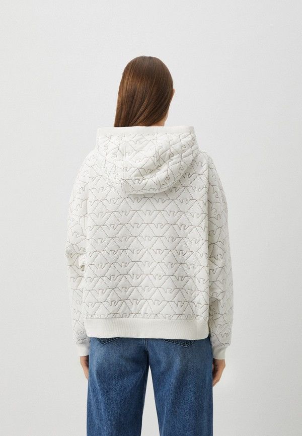 Emporio Armani Emporio Armani Women Quilted Monogram Hoodie White Oversized Size XL / US 12-14 / IT 48-50 - 5 Thumbnail