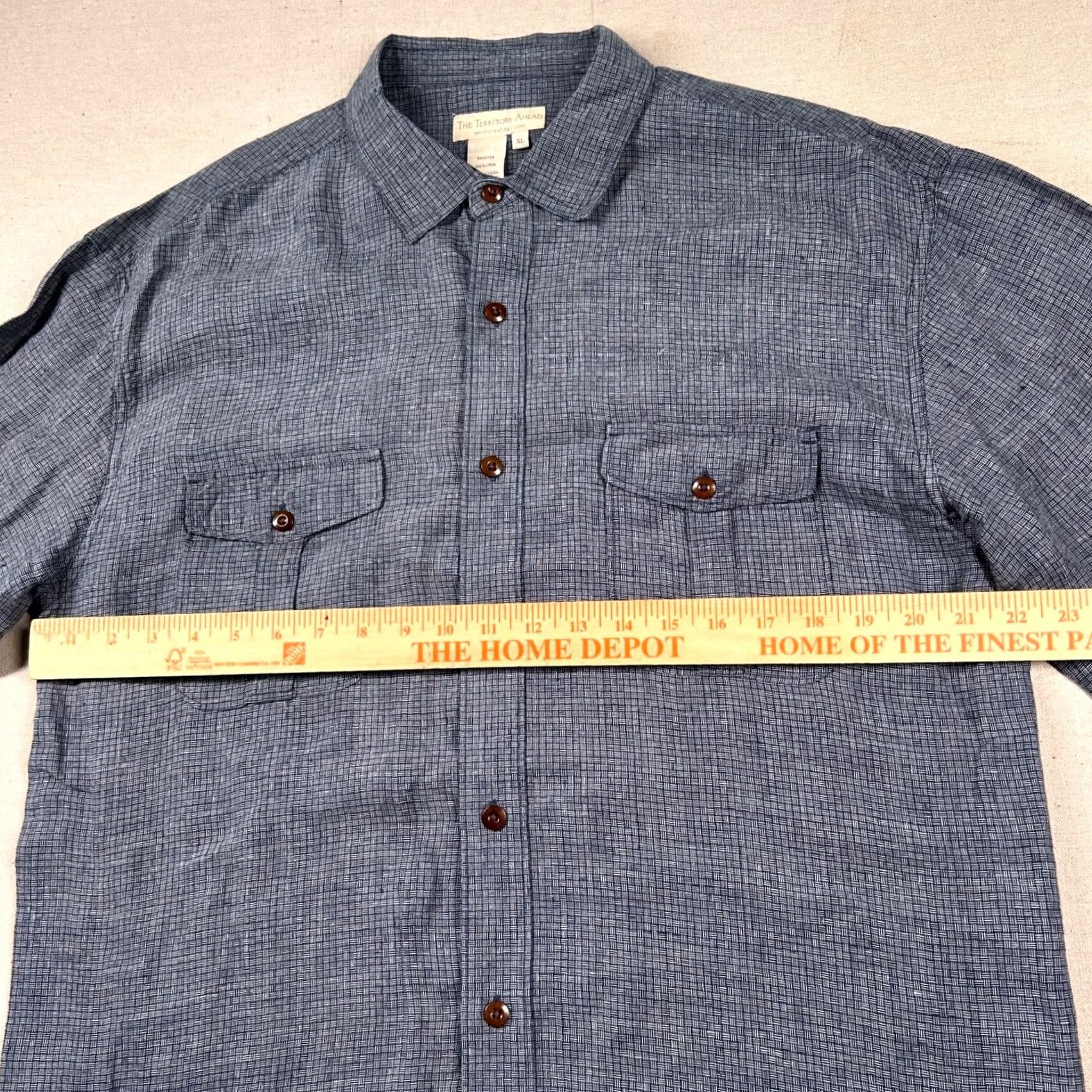 The Territory Ahead VINTAGE Territory Ahead Shirt Mens XL Blue 100% Linen Button Up Pockets Size US XL / EU 56 / 4 - 5 Thumbnail