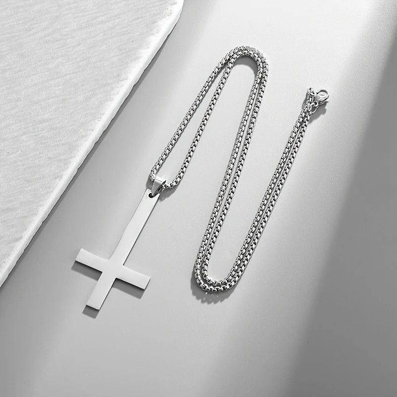 Other Silver Saint Peter's Cross Necklace Inverted Stainless Steel Size ONE SIZE - 8 Thumbnail