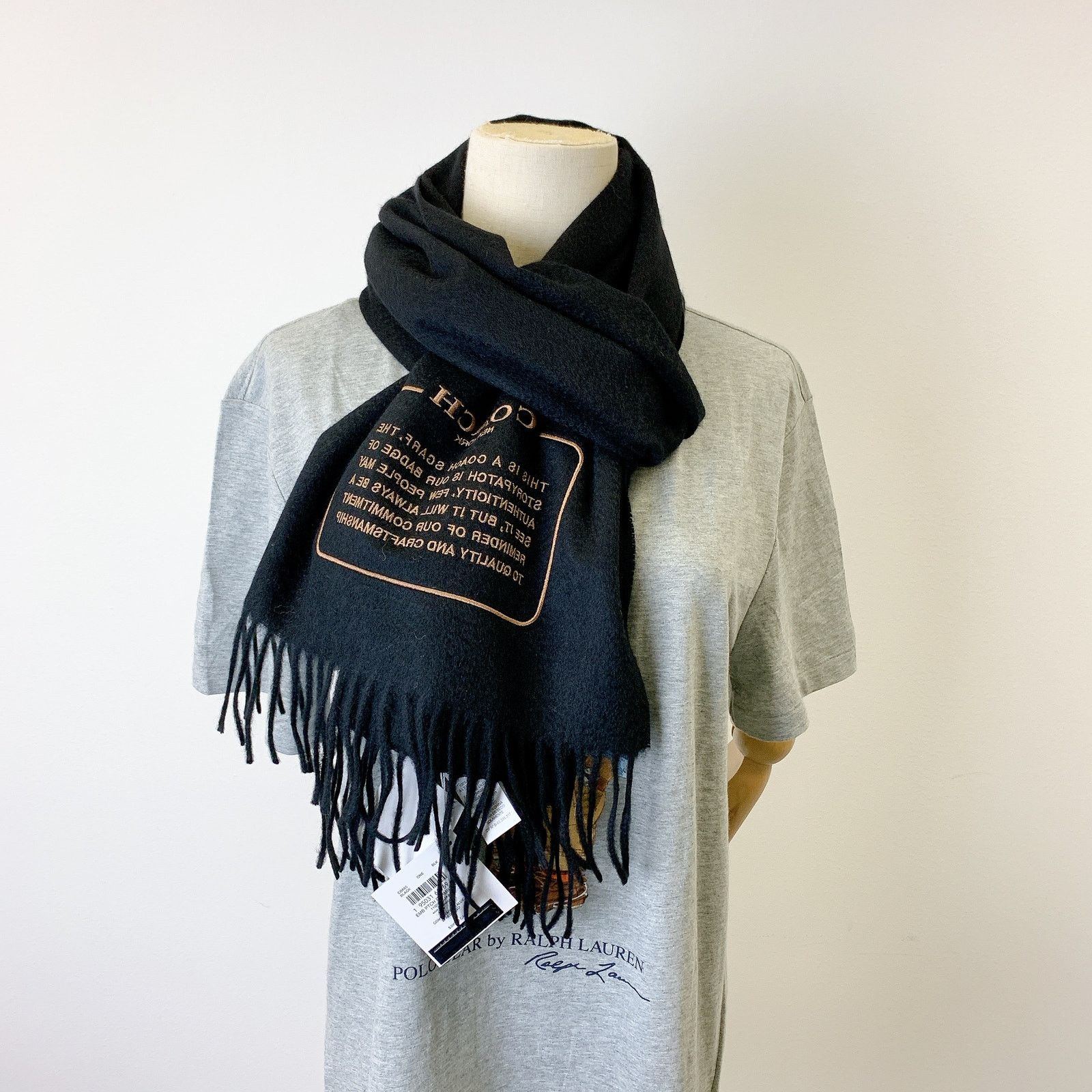 Coach Coach CB685 Embroidered Patch Cashmere Muffler IN Black Size ONE SIZE - 2 Thumbnail