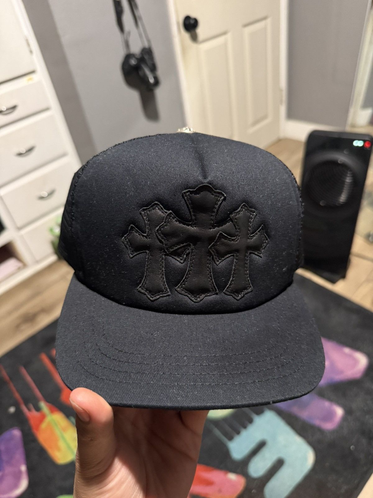 Chrome Hearts Chrome Hearts Black Triple Cross Trucker Hat Size ONE SIZE - 1 Thumbnail